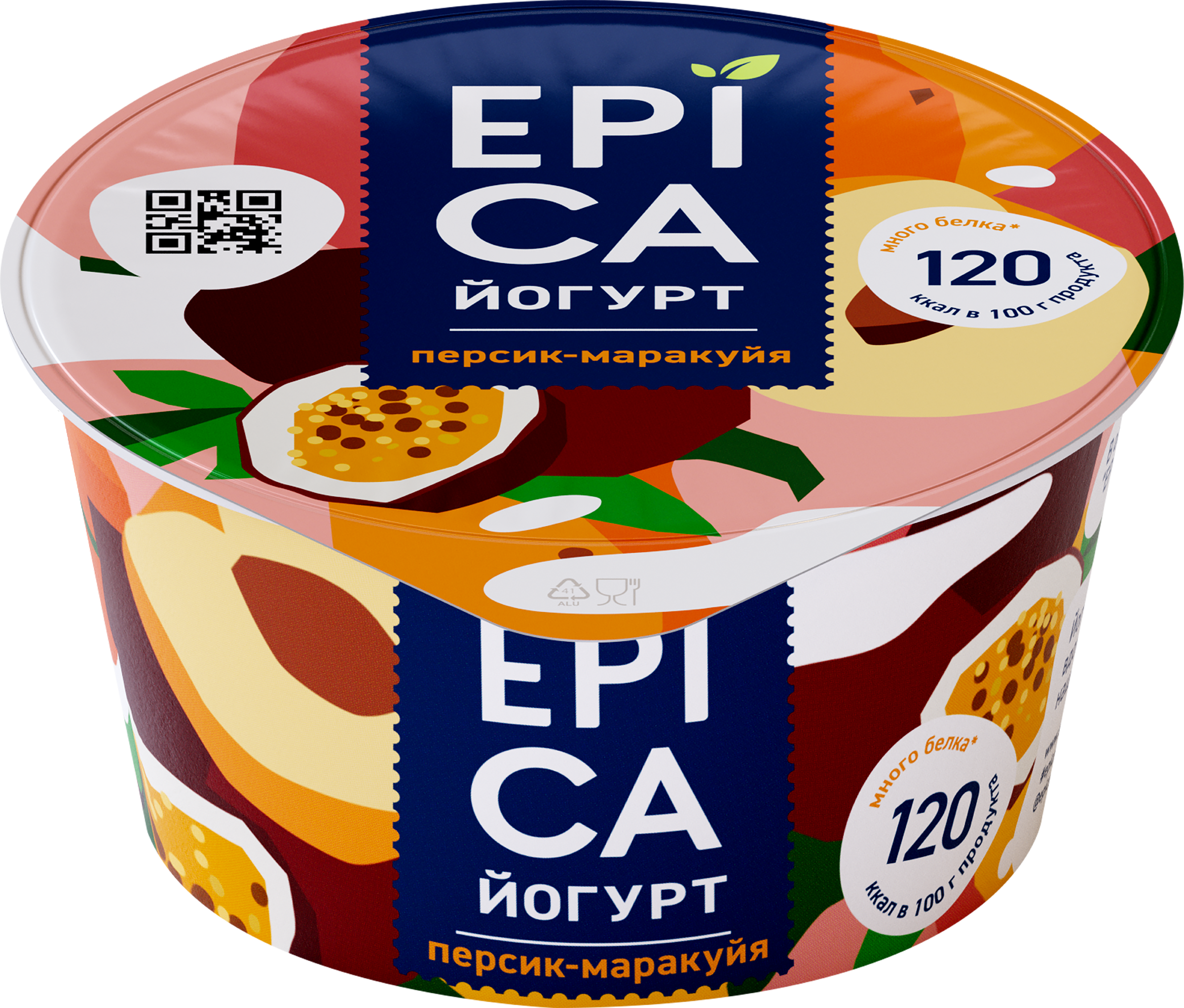 Изображение товара Йогурт EPICA с персиком и маракуйей 4,8%, без змж, 130г