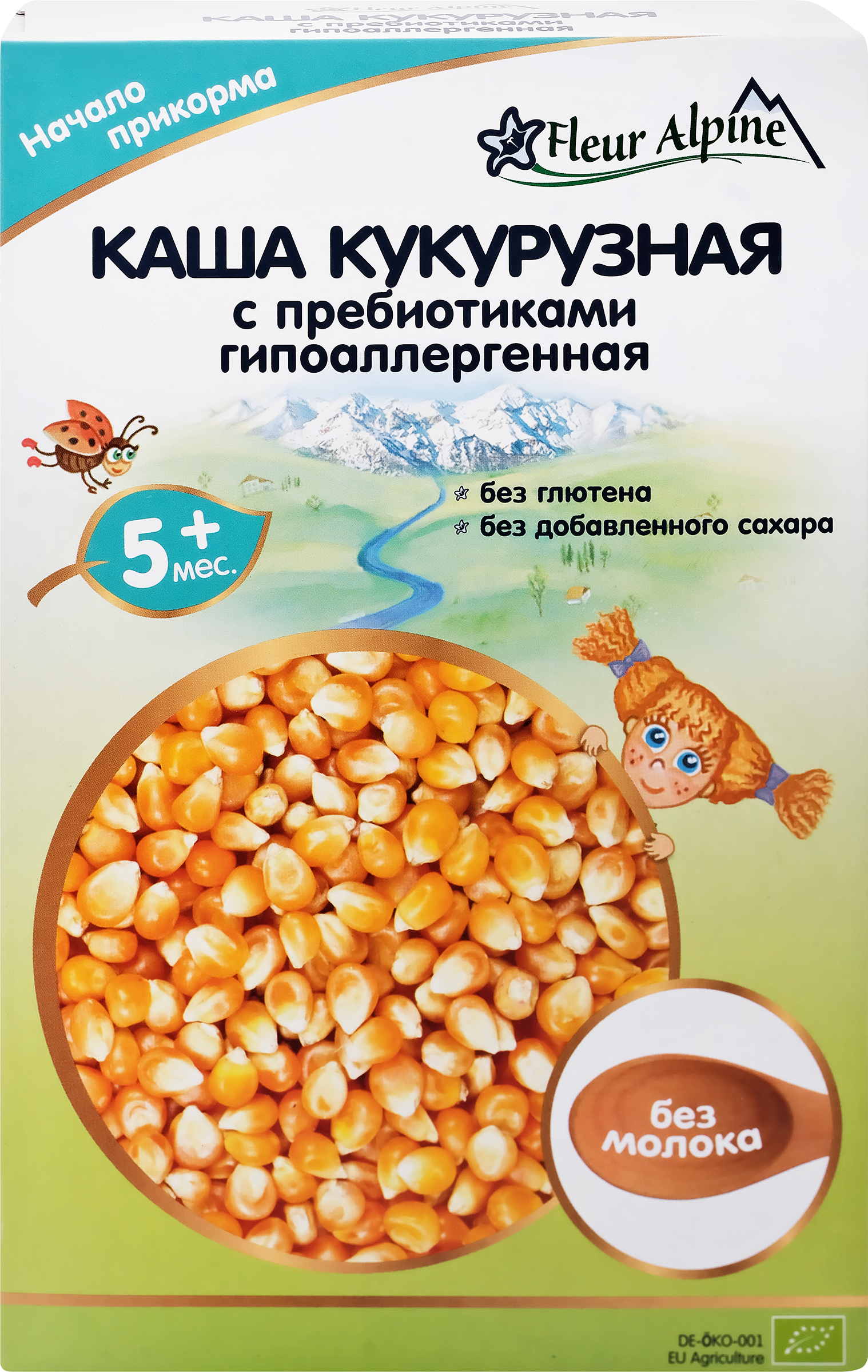Изображение товара Каша кукурузная FLEUR ALPINE гипоаллергенная безмолочная, с пребиотиками, с 5 месяцев, 175г