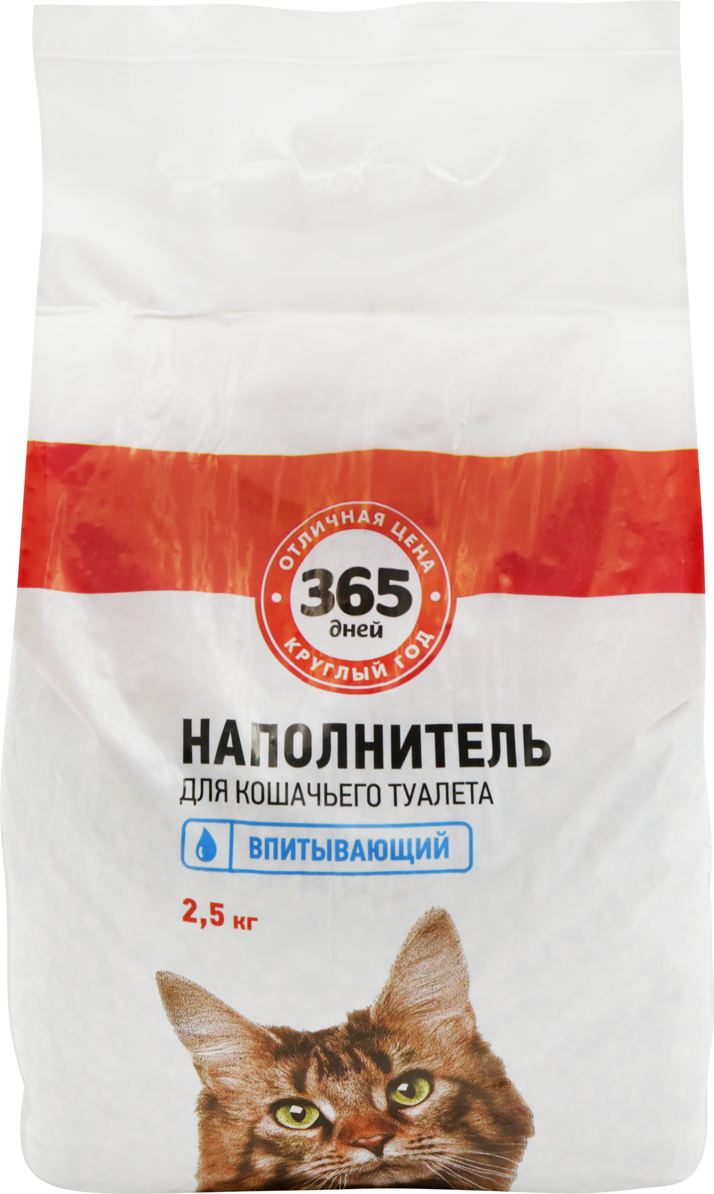 Изображение товара Наполнитель глиняный для кошачьего туалета 365 ДНЕЙ впитывающий, 2,5кг