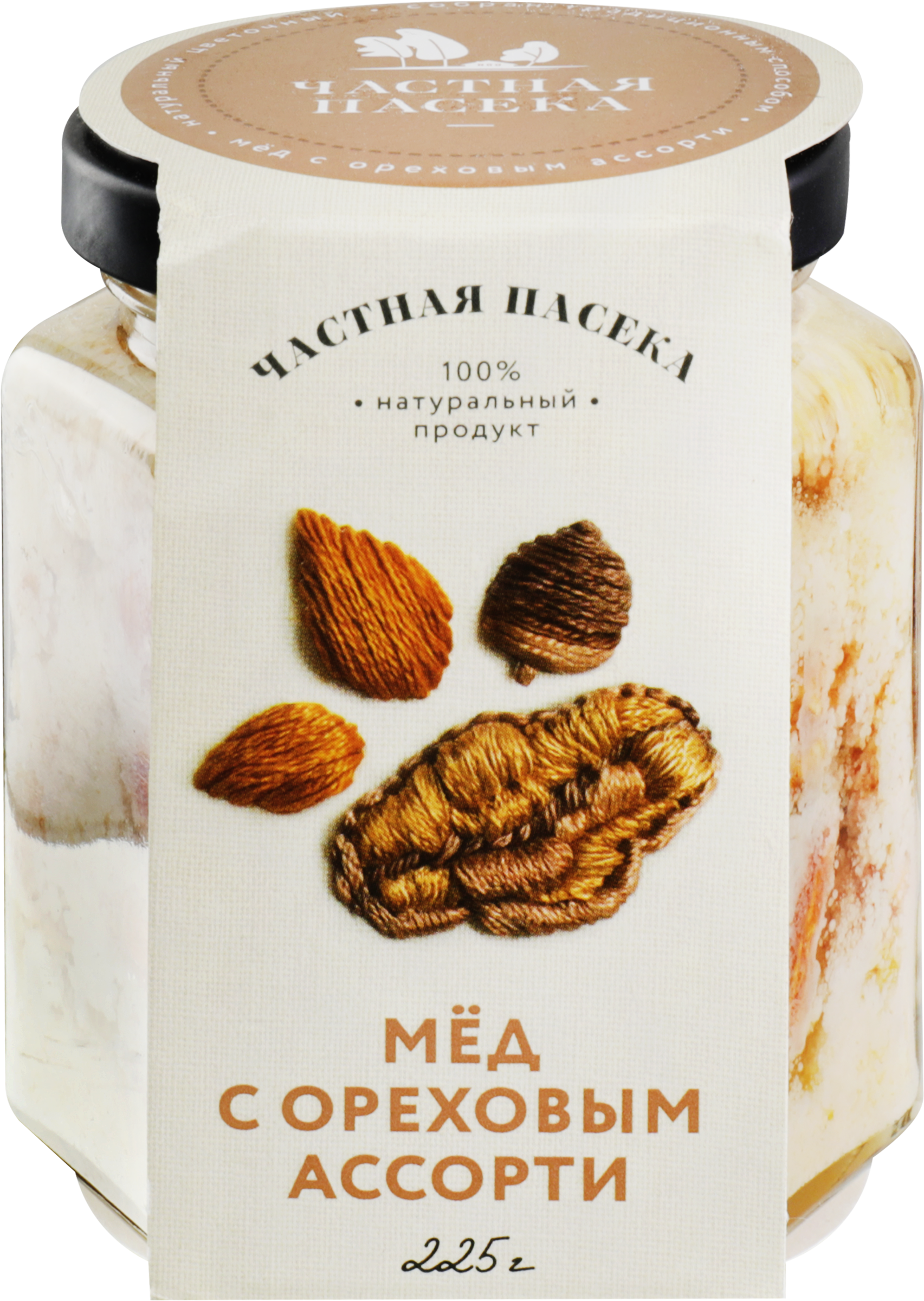 Изображение товара Мед ЧАСТНАЯ ПАСЕКА с ореховым ассорти, 225г