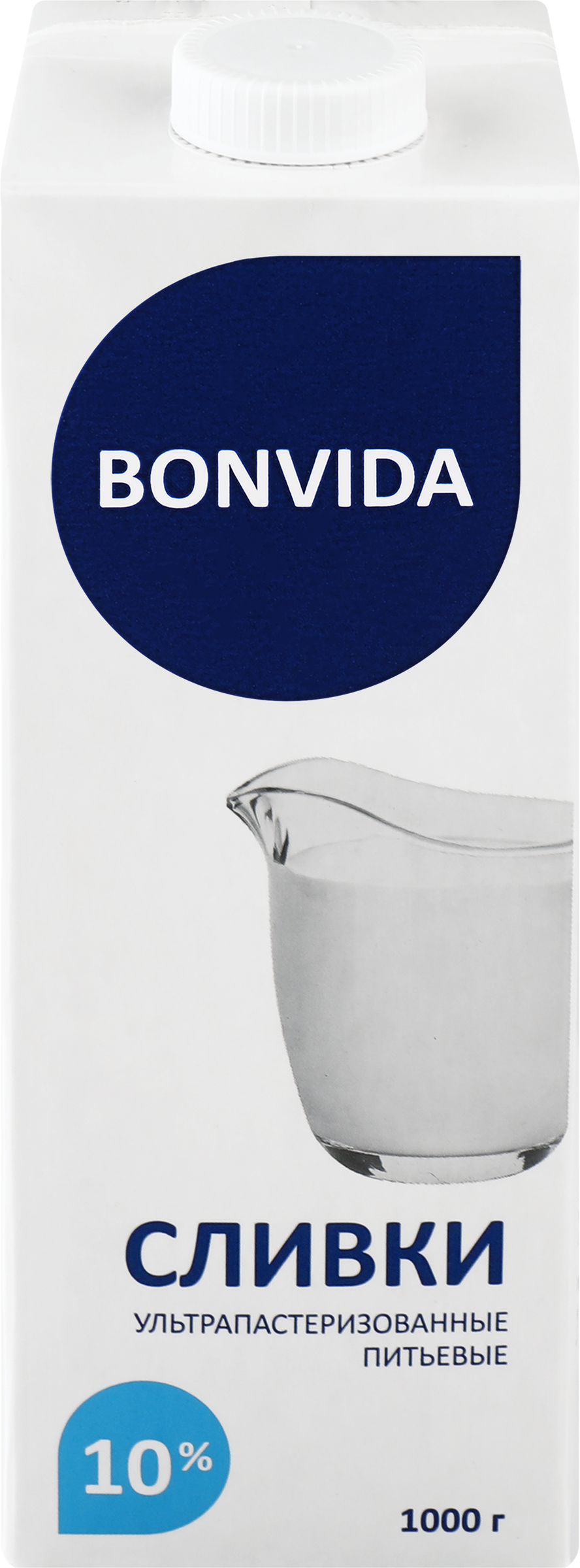Изображение товара Сливки ультрапастеризованные BONVIDA 10% 1000 г без змж