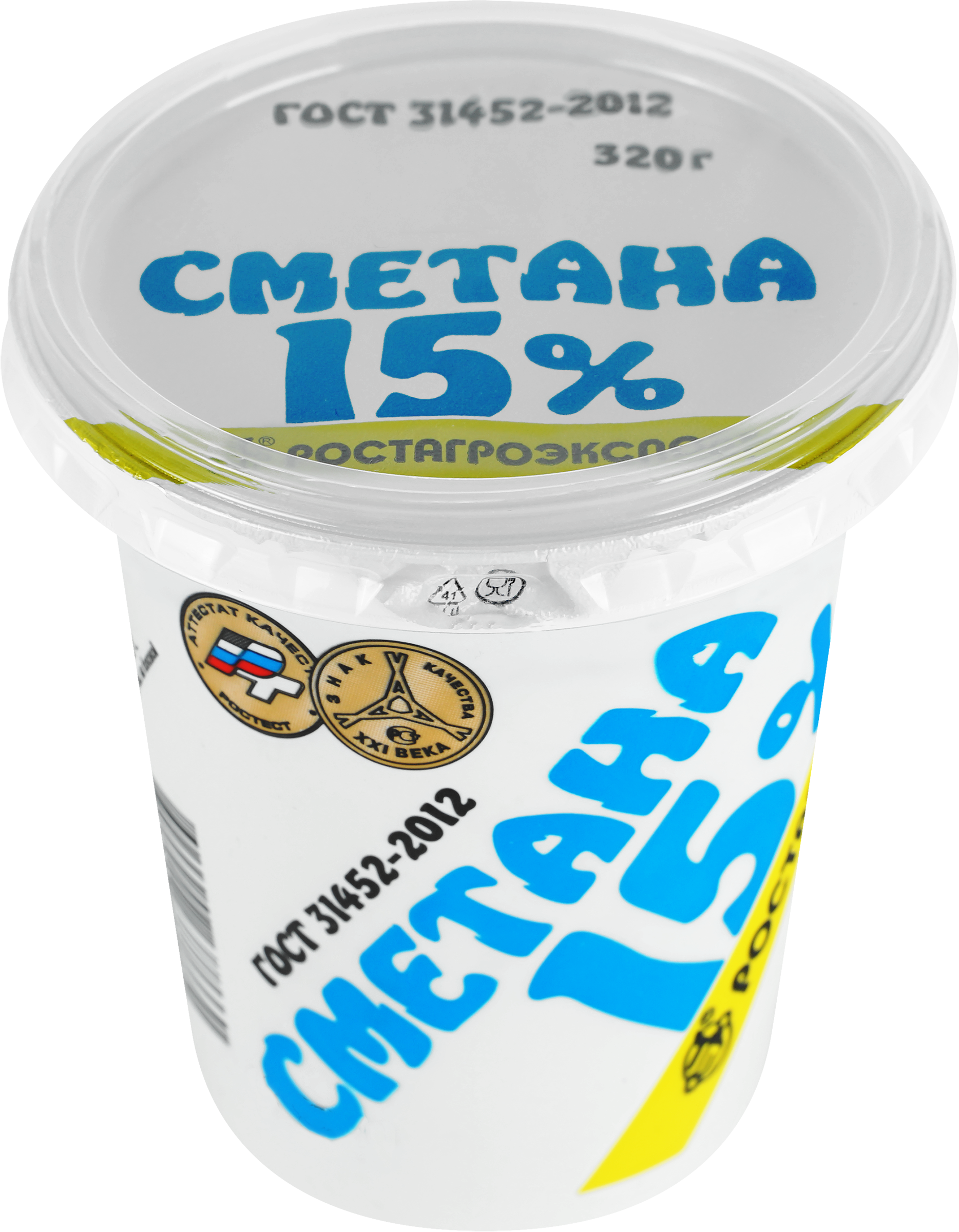 Изображение товара Сметана РОСТАГРОЭКСПОРТ 15%, без змж, 320г