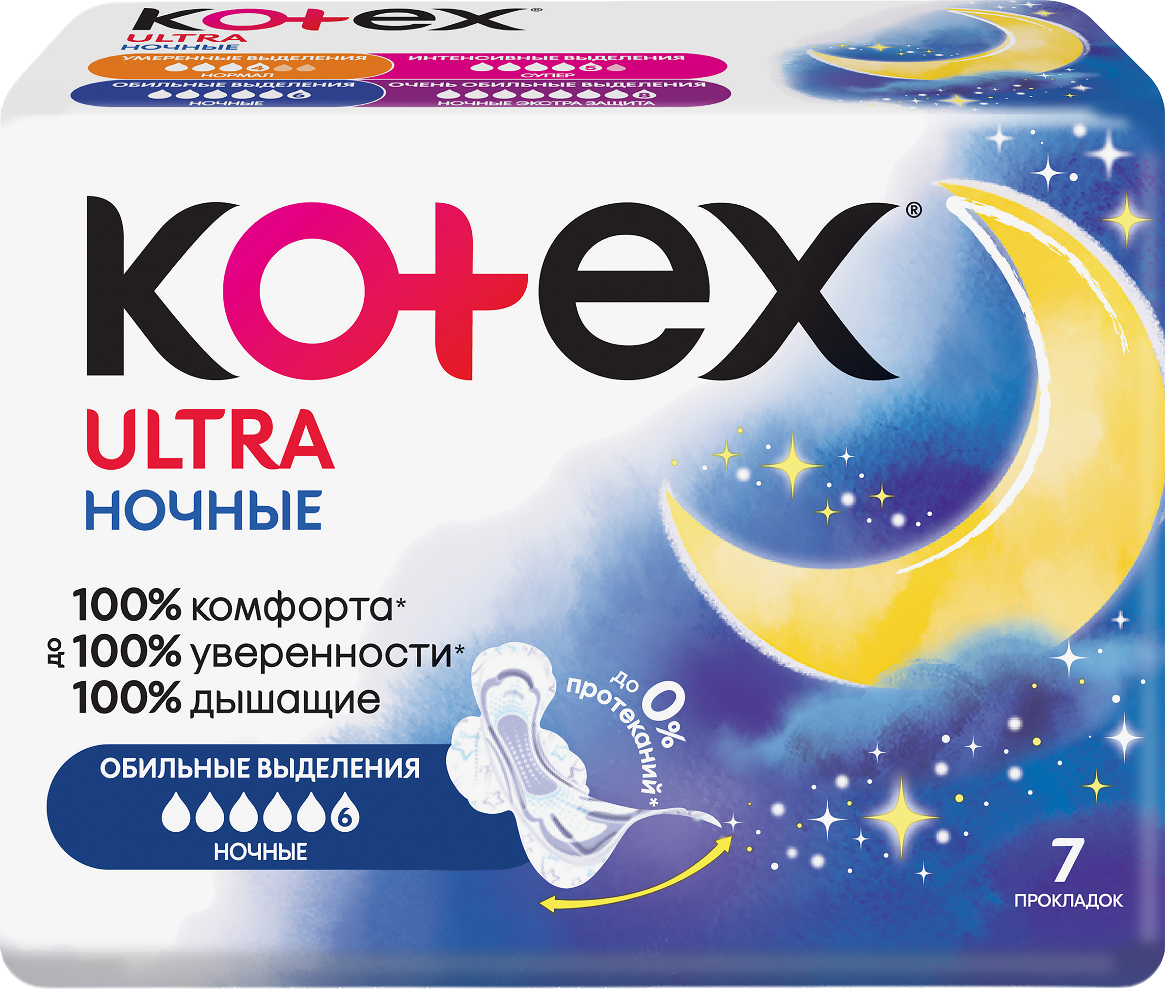 Изображение товара Прокладки KOTEX Ultra ночные с крылышками, 7 шт