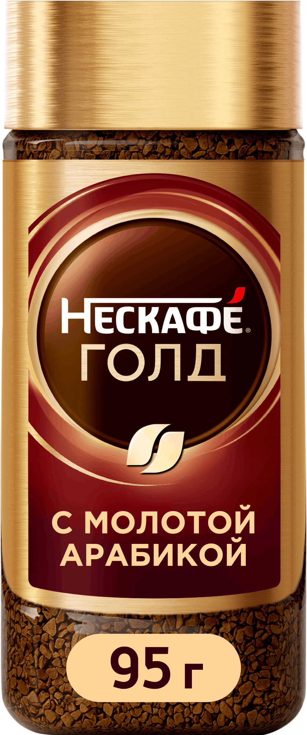 Изображение товара Кофе растворимый с добавлением молотого НЕСКАФЕ Gold натуральный 95г стеклянная банка