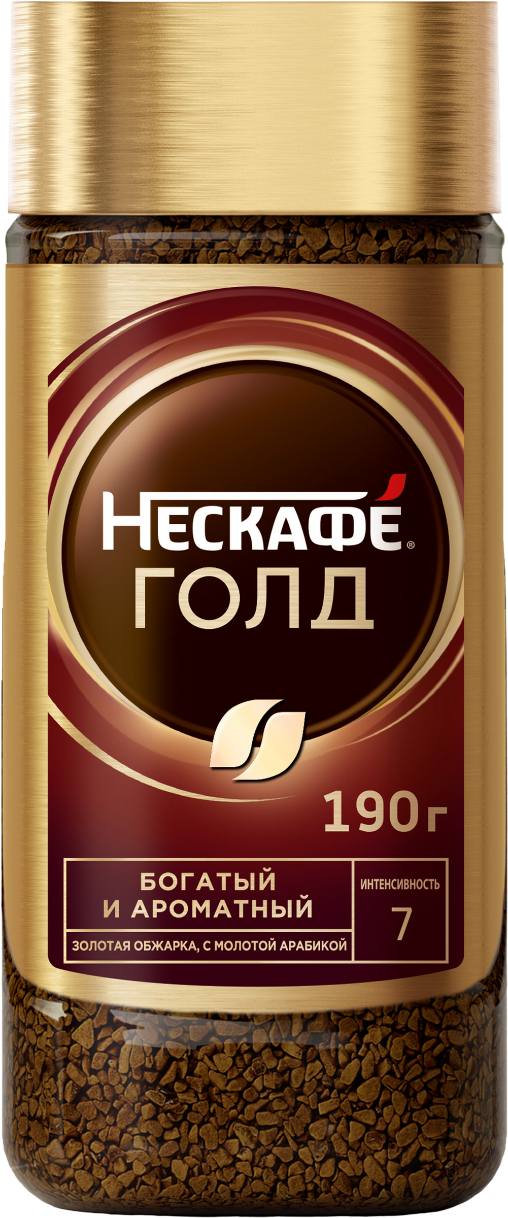 Изображение товара Кофе растворимый с добавлением молотого НЕСКАФЕ Gold натуральный сублимированный, ст/б, 190г
