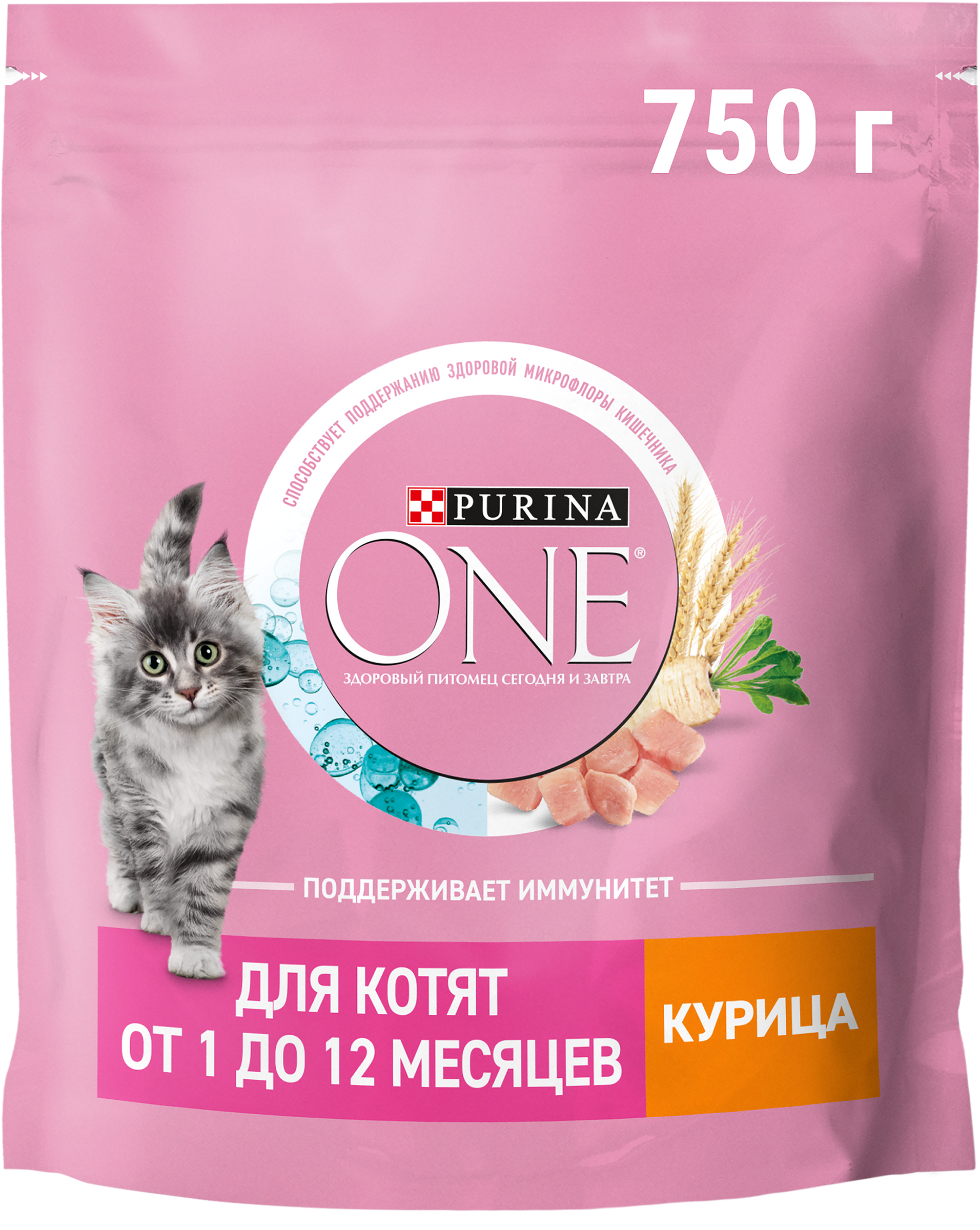 Изображение товара Корм сухой для котят PURINA ONE Kitten с курицей и цельными злаками, 750г