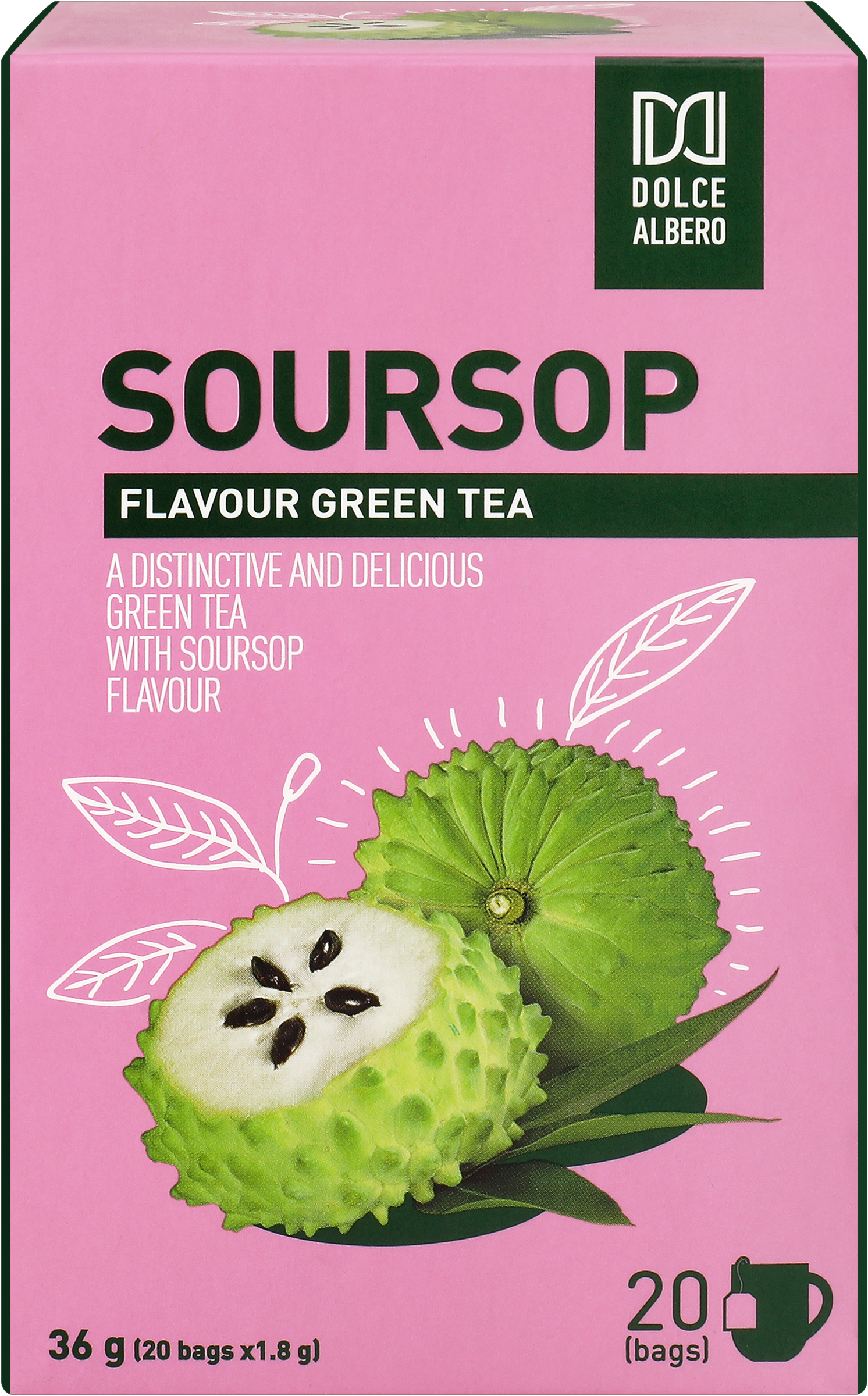 Изображение товара Чай зеленый DOLCE ALBERO с ароматом гравиолы - 20 пакетиков