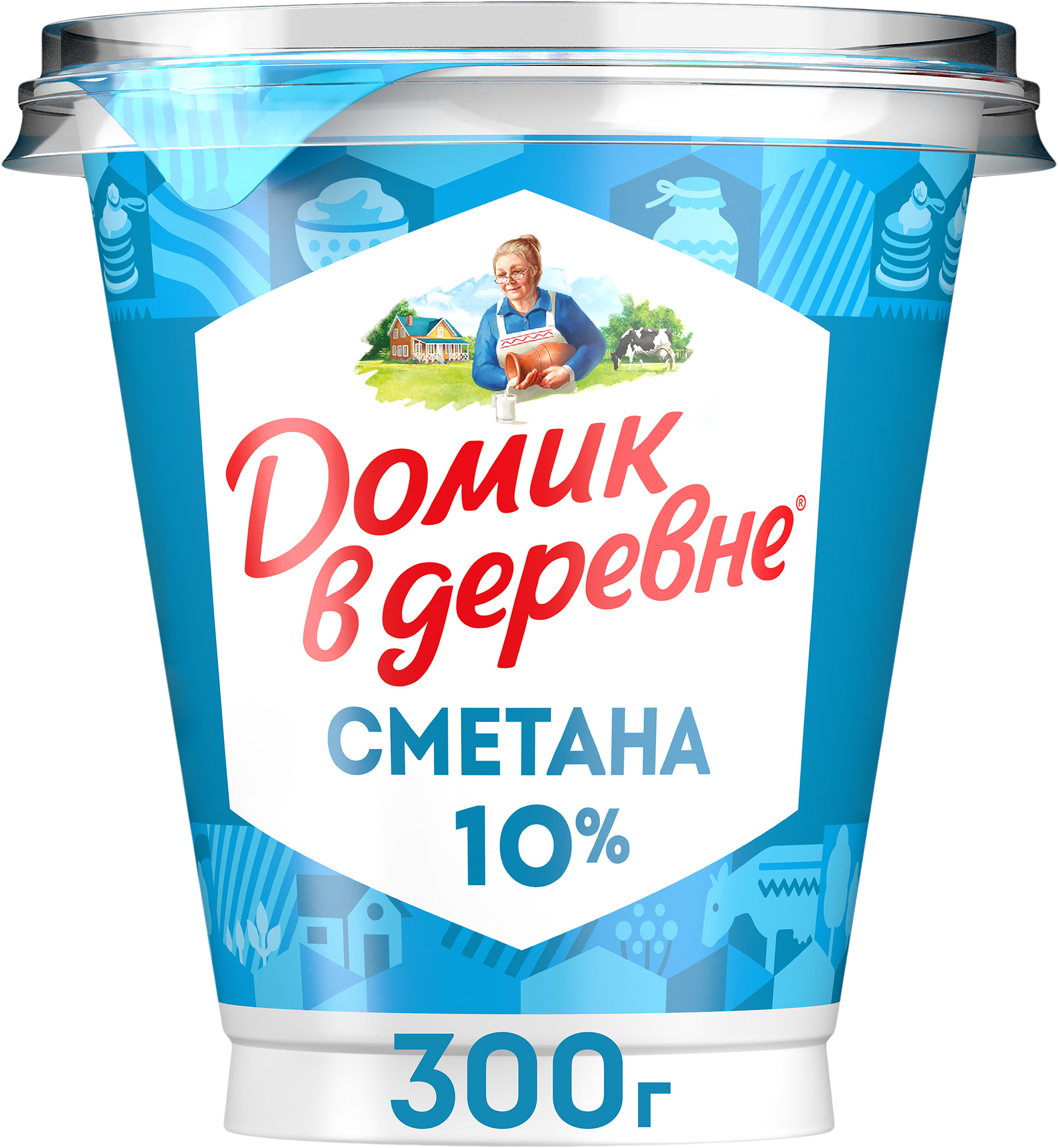 Изображение товара Сметана ДОМИК В ДЕРЕВНE 10% жирности, 300г, натуральный продукт Россия