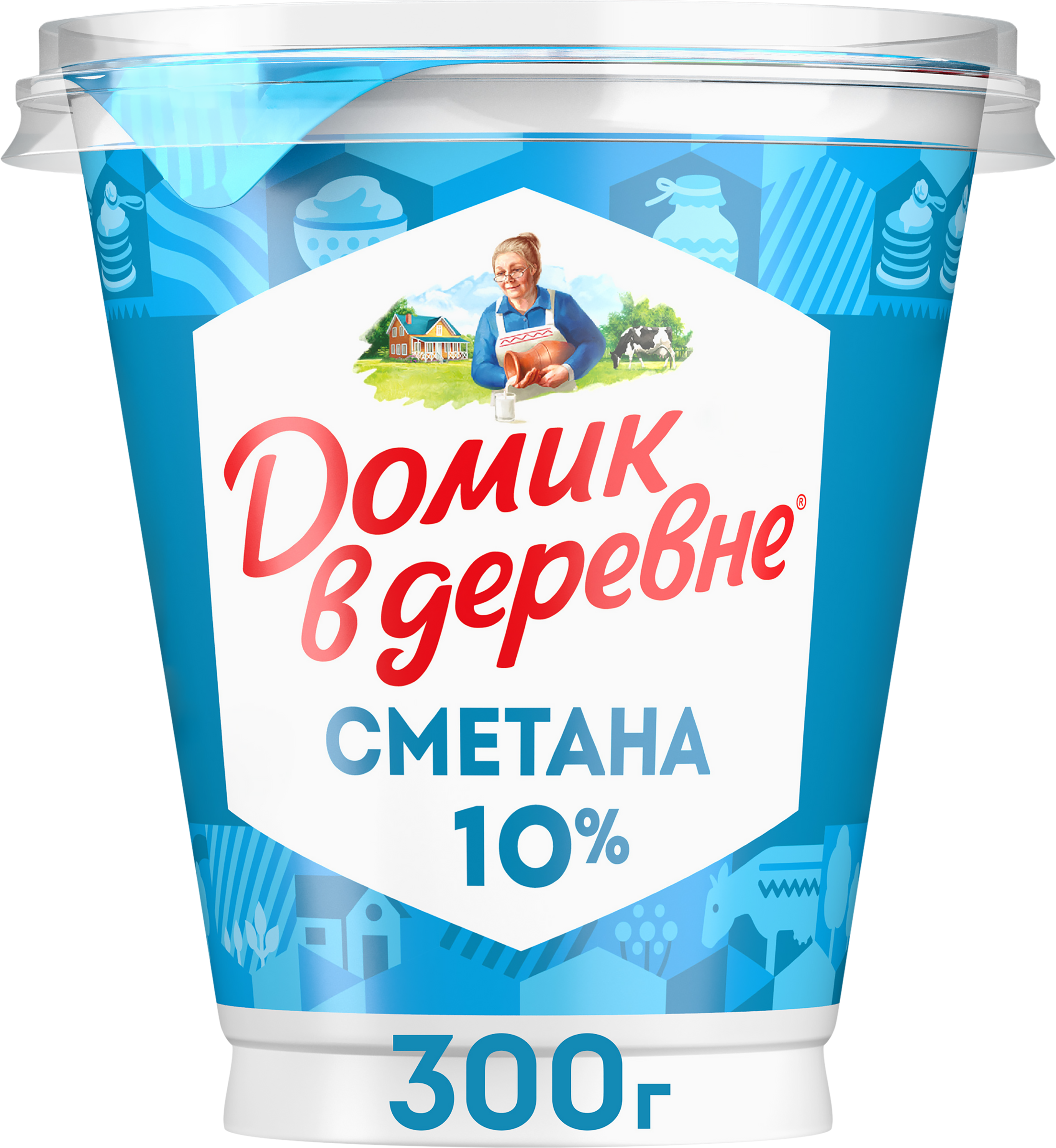 Изображение товара Сметана ДОМИК В ДЕРЕВНE 10% жирности, 300г, натуральный продукт Россия