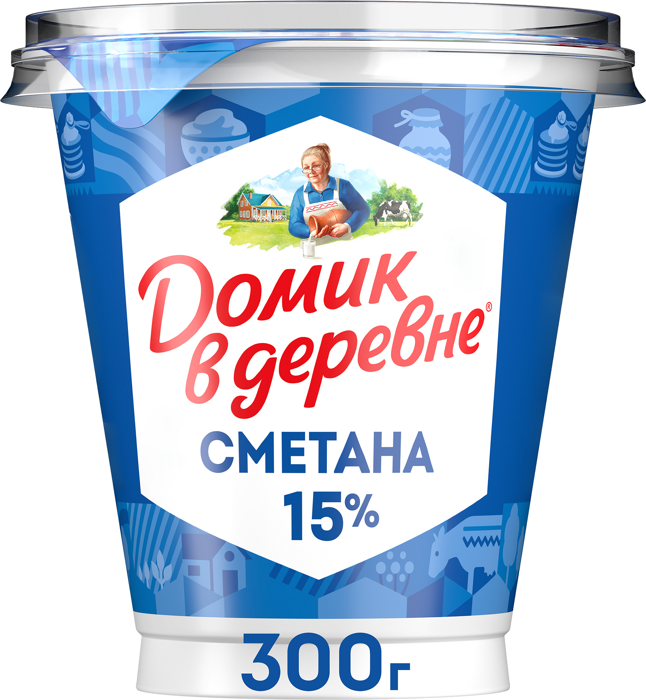 Изображение товара Сметана ДОМИК В ДЕРЕВНЯ 15% жирности 300г натуральный продукт