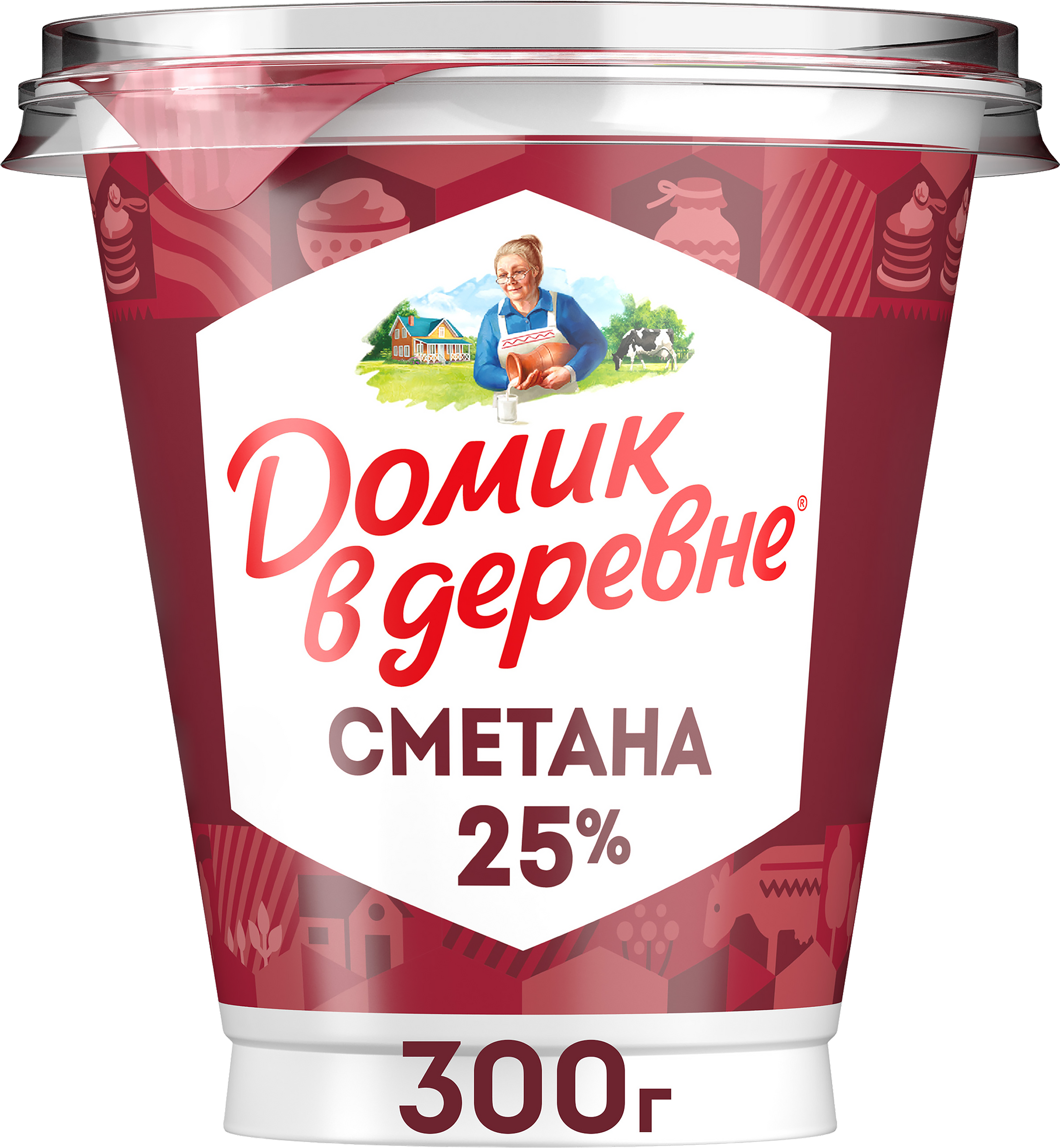 Изображение товара Сметана ДОМИК В ДЕРЕВНЯ 25% жирности 300г натуральный продукт