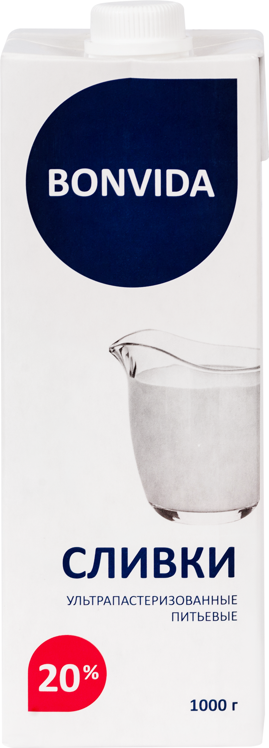 Изображение товара Сливки ультрапастеризованные BONVIDA 20%, без змж, 1000г
