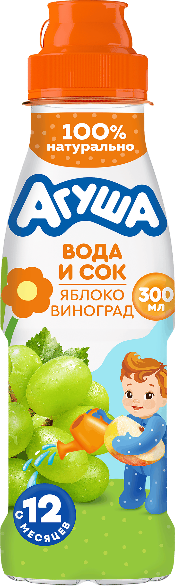 Изображение товара Детский напиток АГУША Яблоко-виноград с соком 300мл без сахара для малышей