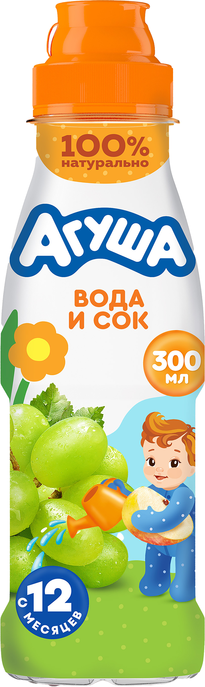 Изображение товара Напиток детский АГУША Яблоко-виноград с соком, с 12 месяцев, 300мл