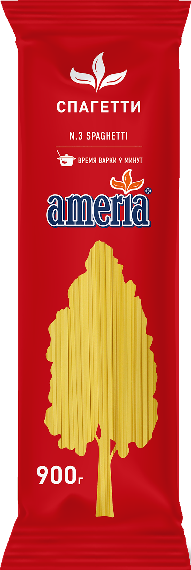 Изображение товара Макароны AMERIA Спагетти №3 высший сорт 900г для приготовления блюд