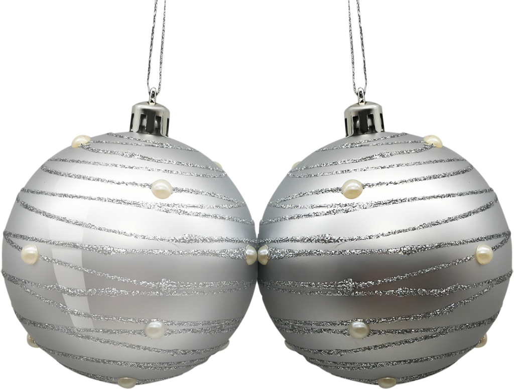 Изображение товара Небольшой серебристый елочный шар с узором, диаметр 8см, HOMECLUB
