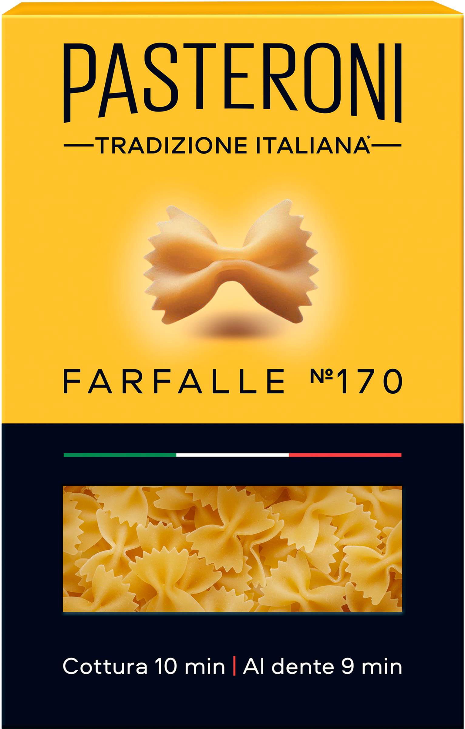 Изображение товара Макароны PASTERONI Farfalle No170 бабочки группа А, 400г - качественные макаронные изделия из тверды
