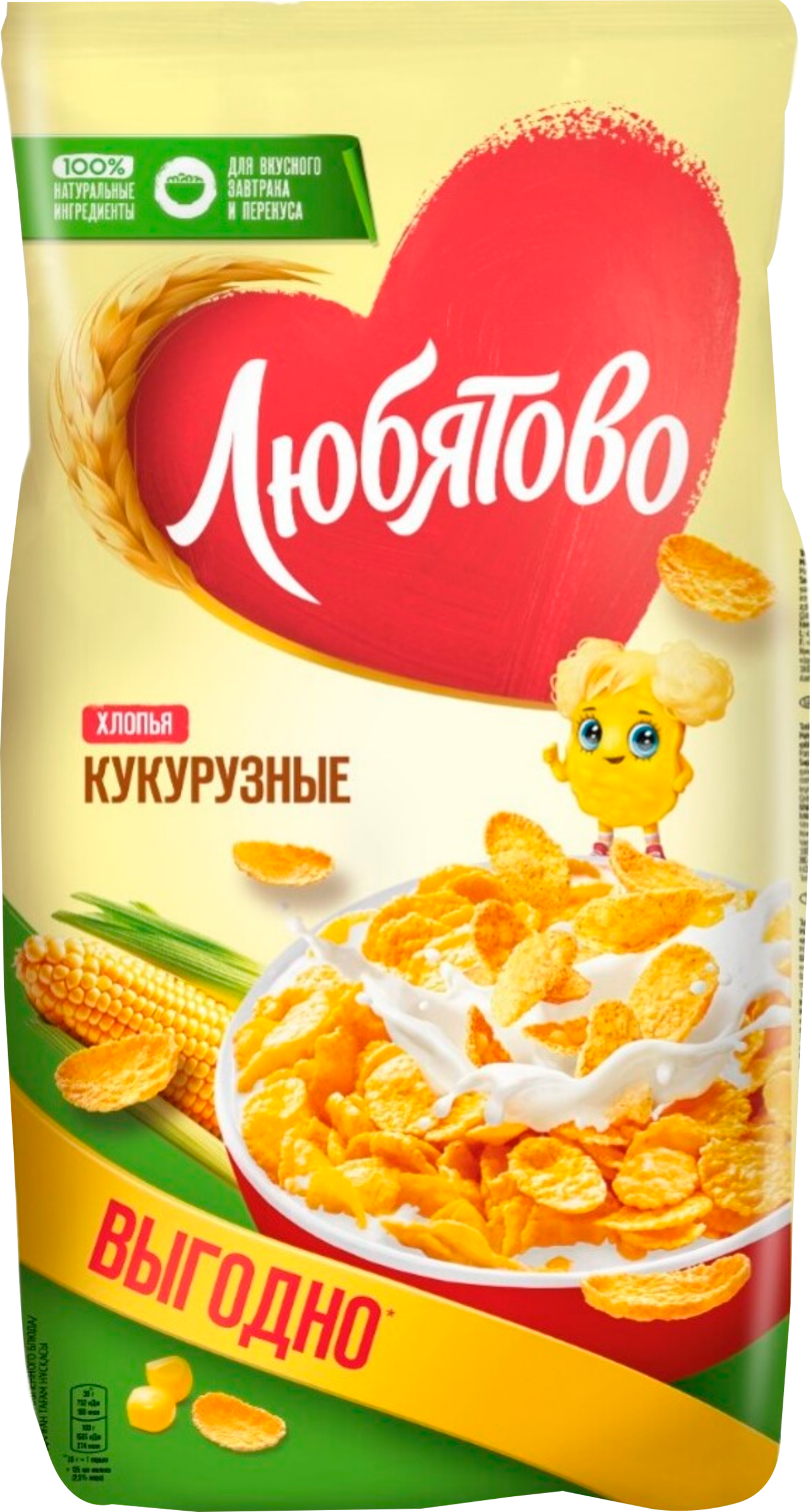 Изображение товара Хлопья кукурузные ЛЮБЯТОВО, 600г