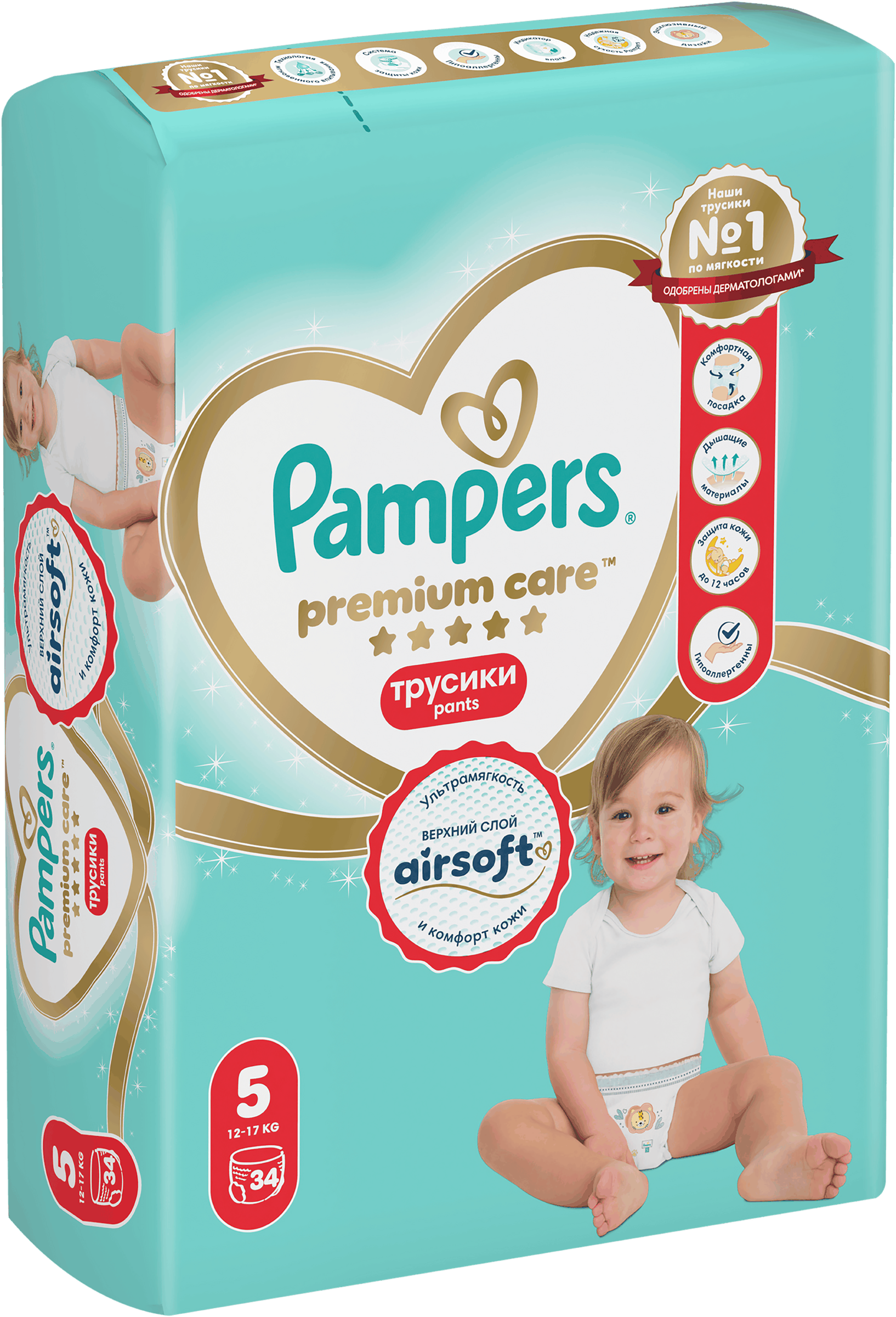 Изображение товара Подгузники-трусики PAMPERS Premium Care Pants Junior 5 12-17кг 34шт