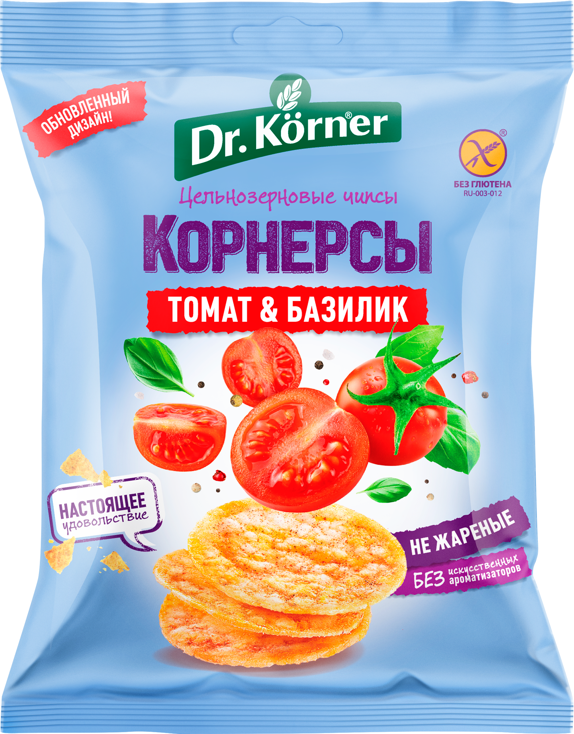 Изображение товара Чипсы рисово-кукурузные DR KORNER с томатом и базиликом, 50г