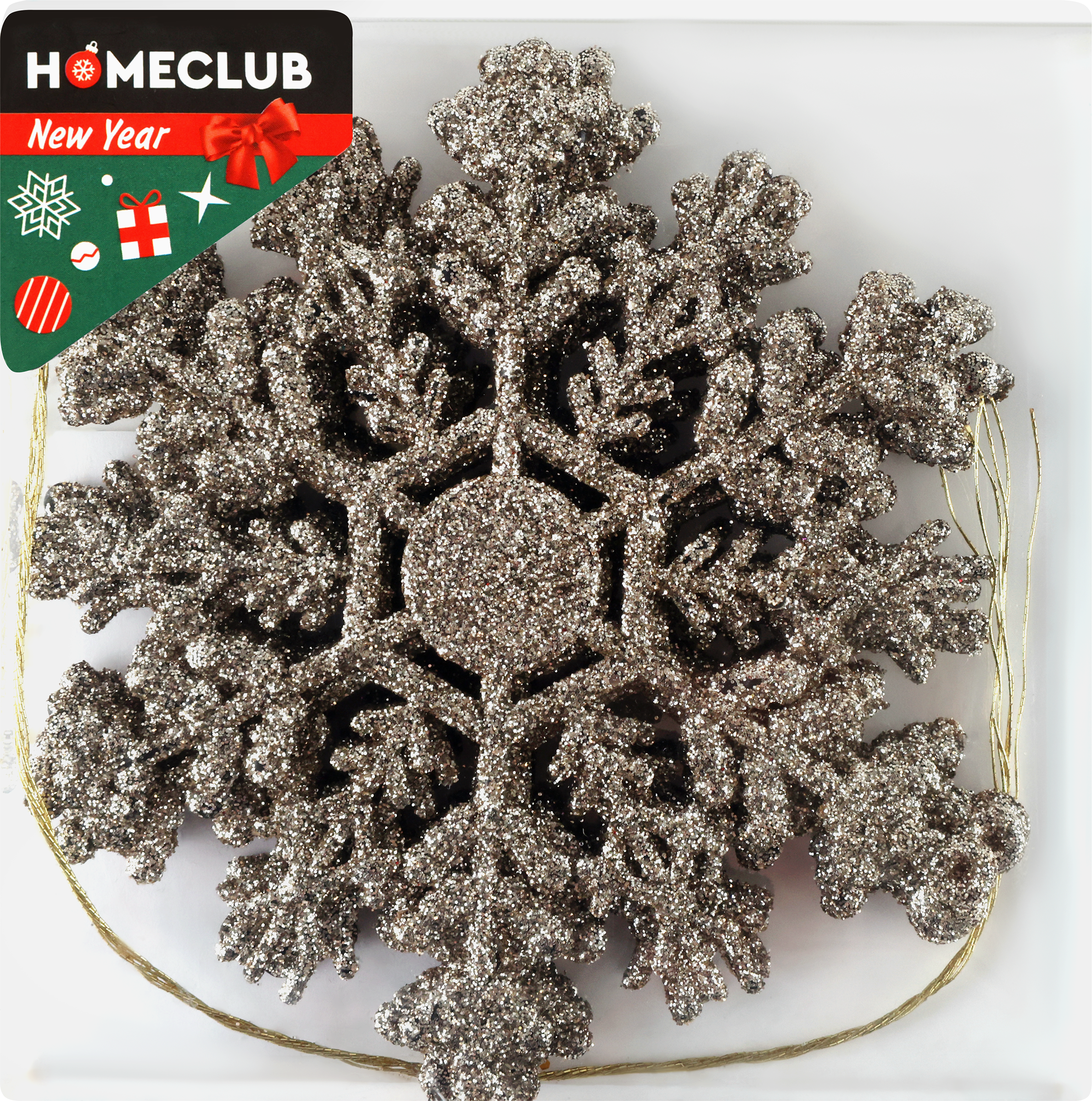 Изображение товара Набор елочных украшений HOMECLUB Снежинки 11см 6шт