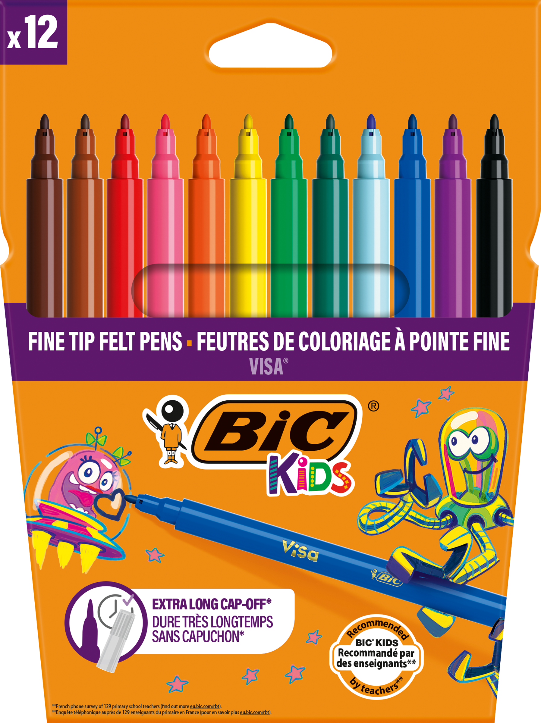 Изображение товара Фломастеры цветные BIC Kids Visa, 12шт
