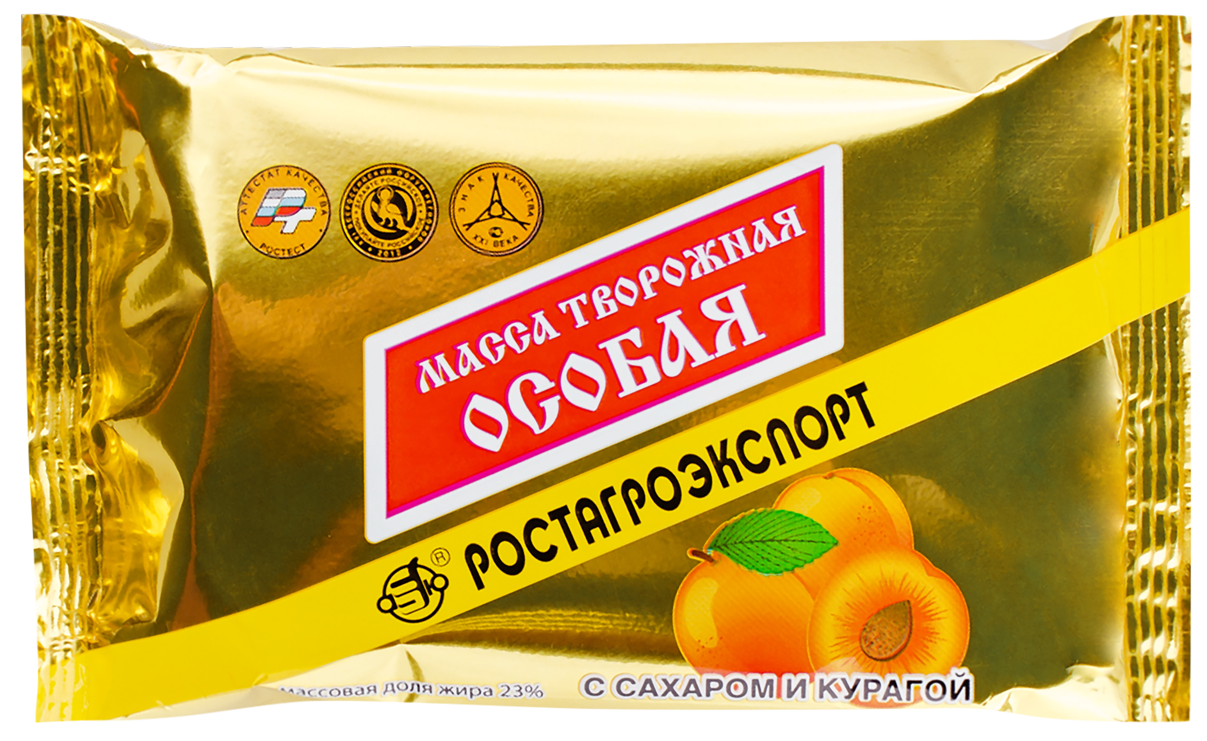 Изображение товара Масса творожная РОСТАГРОЭКСПОРТ Особая с курагой 23%, без змж, 180г