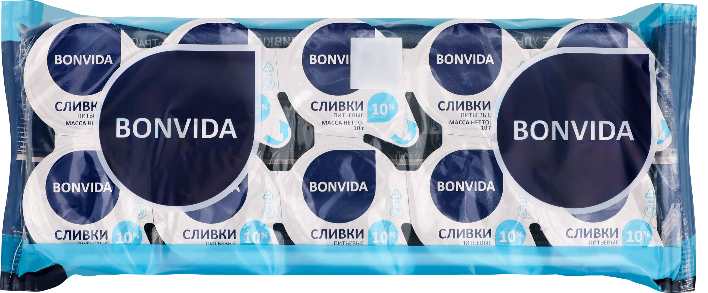 Изображение товара Сливки стерилизованные BONVIDA 10% порционные 10x10г для кофе и десертов
