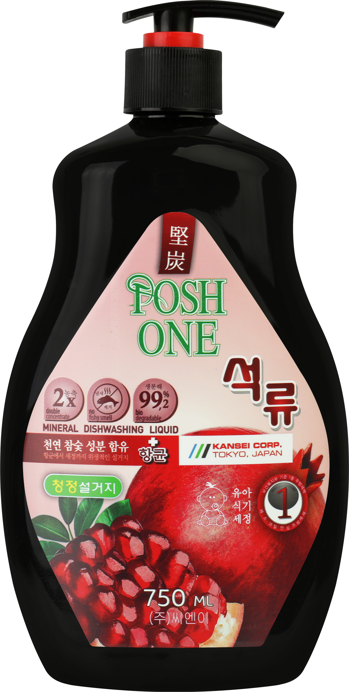 Изображение товара Средство для мытья посуды POSH ONE с экстрактом граната 750мл, эффективное и безопасное