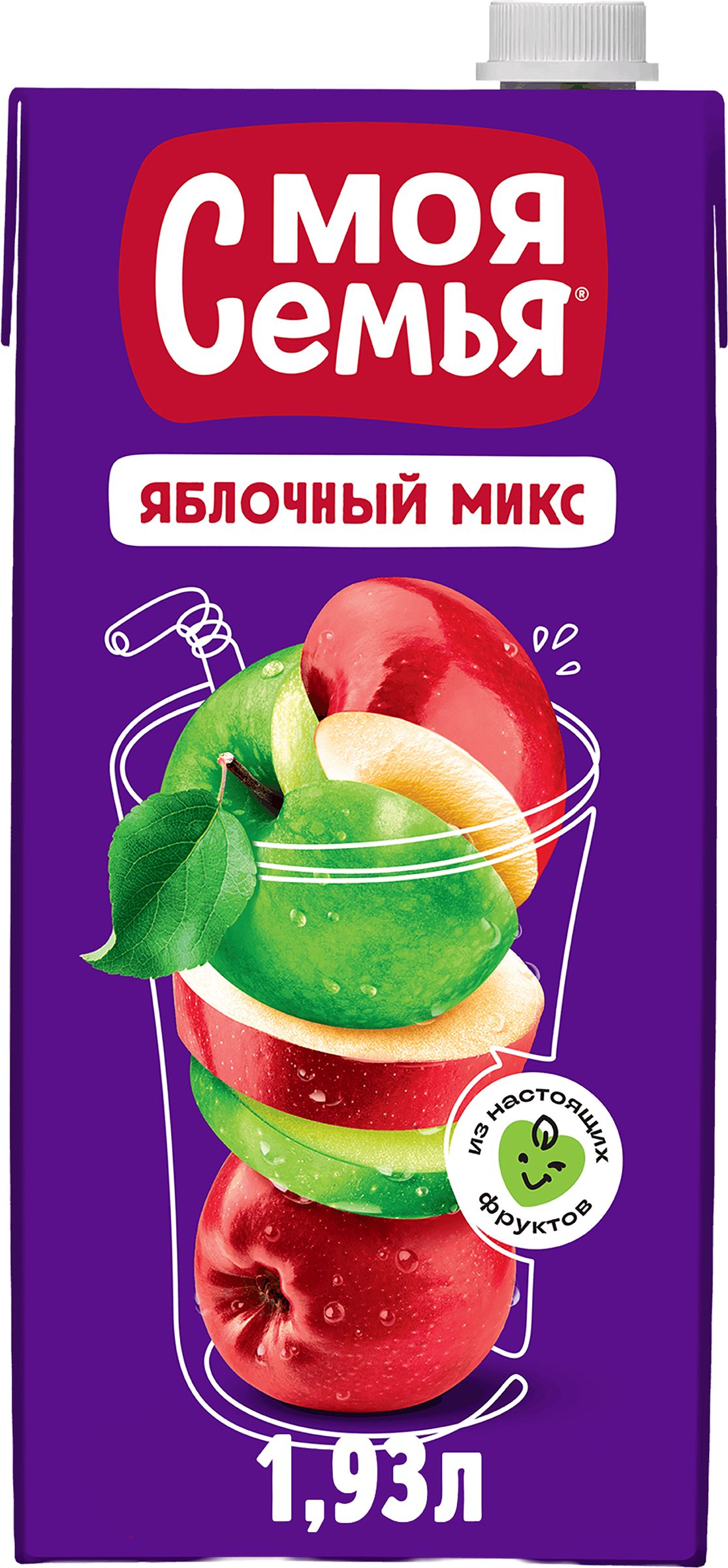 Изображение товара Напиток сокосодержащий МОЯ СЕМЬЯ Яблочный микс 1.93л