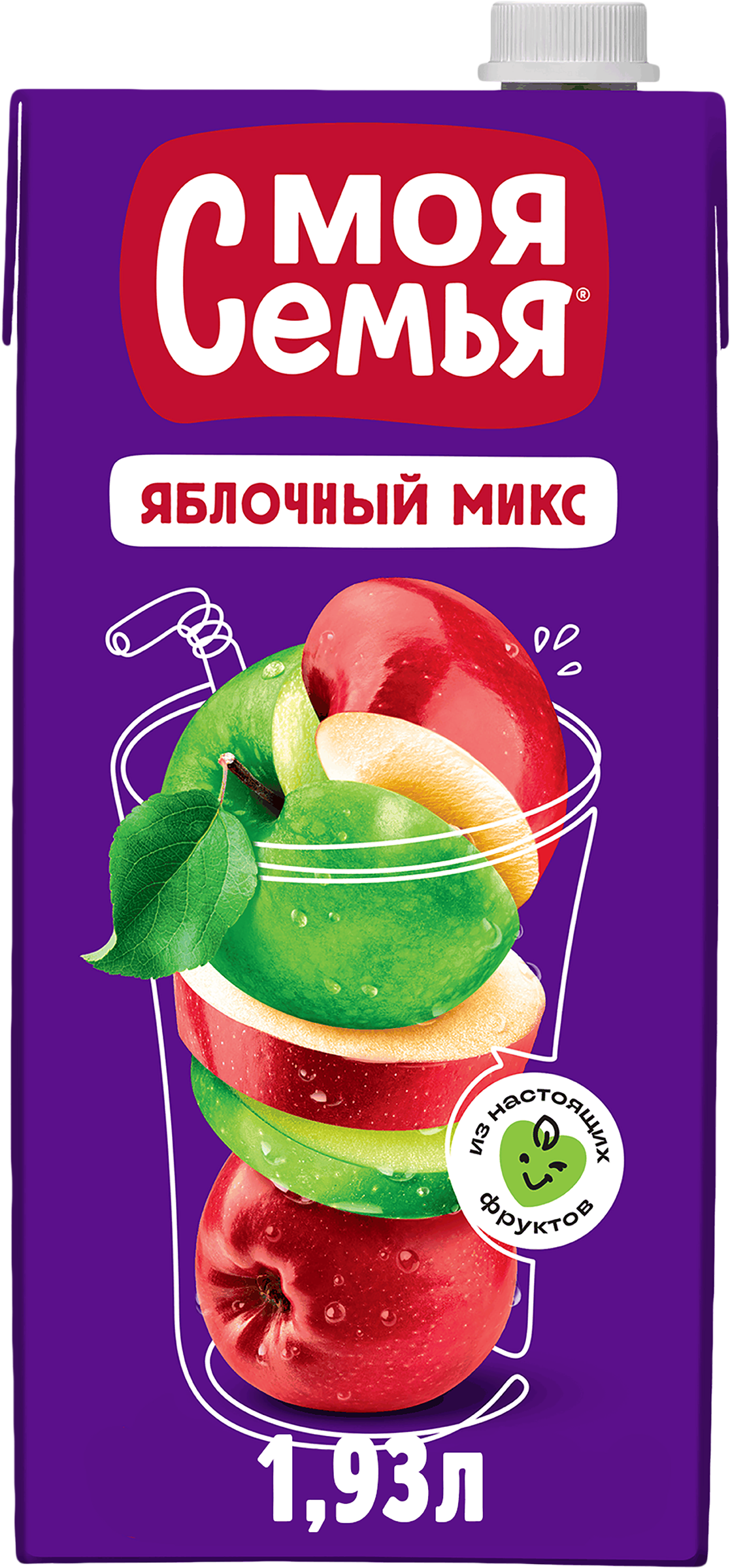 Изображение товара Напиток сокосодержащий МОЯ СЕМЬЯ Яблочный микс 1.93л