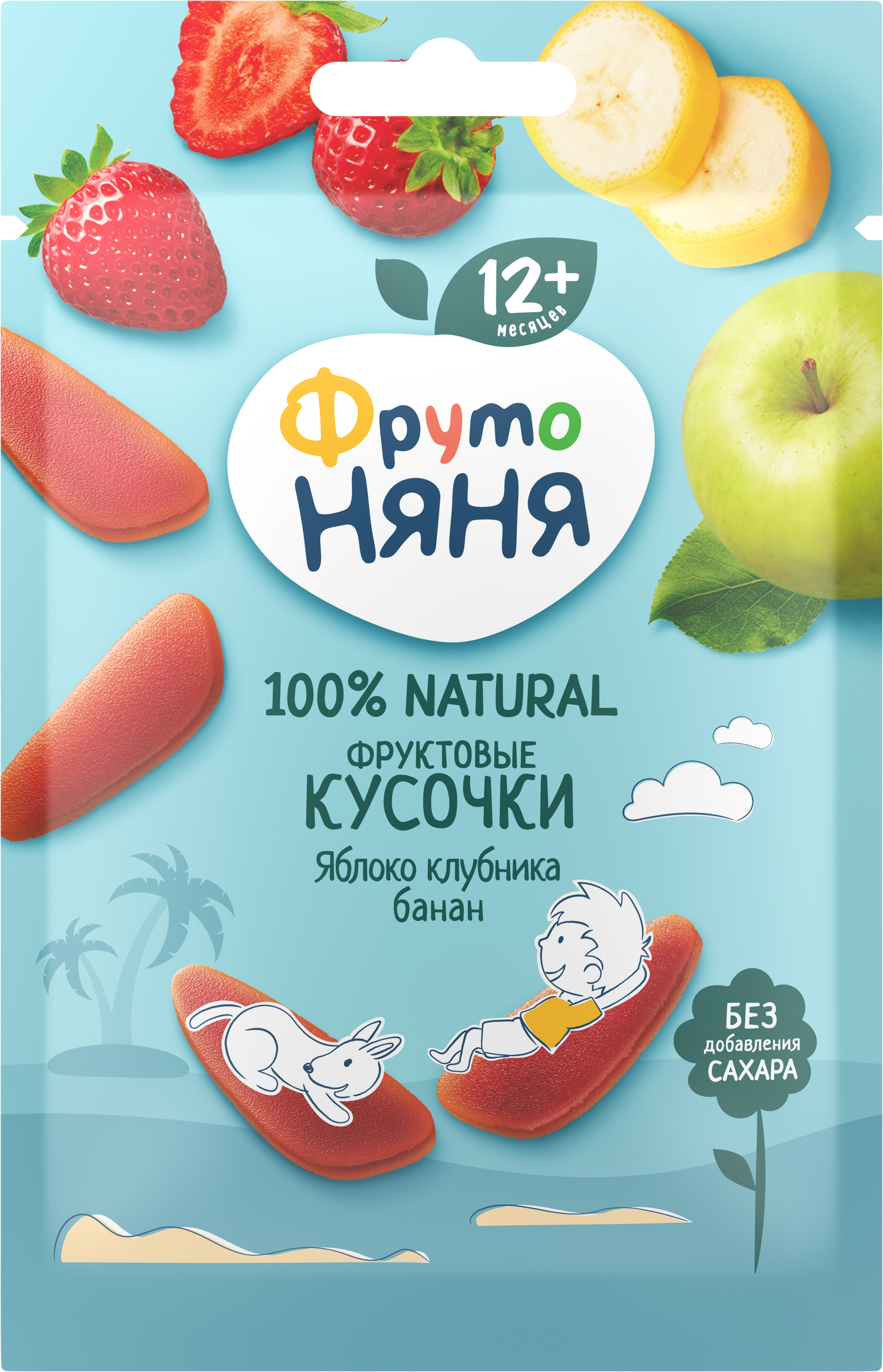 Изображение товара Фруктовые кусочки ФРУТОНЯНЯ Яблоко, клубника и банан, с 12 месяцев, 15г