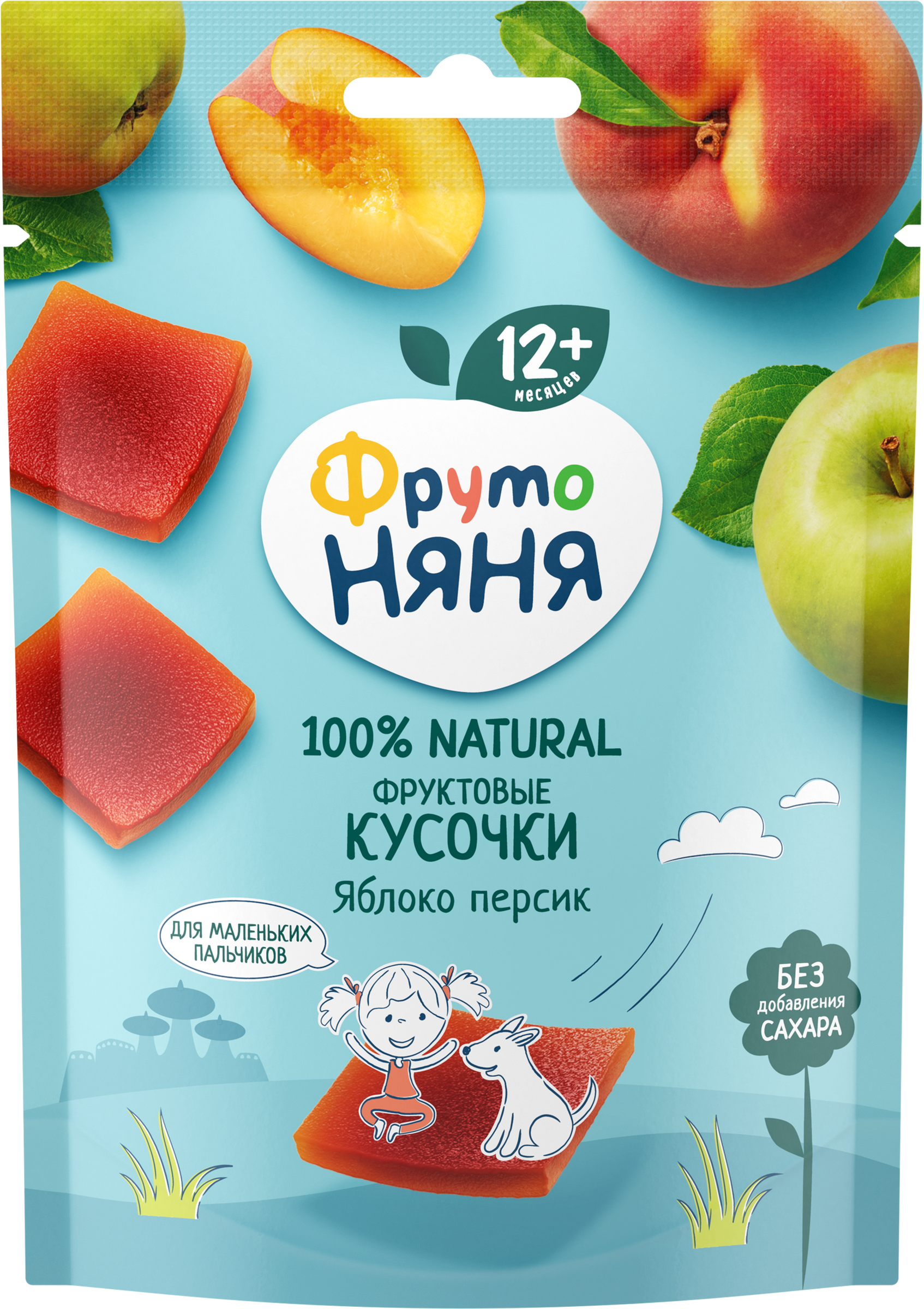 Изображение товара Фруктовые кусочки ФРУТОНЯНЯ Яблоко-персик, с 12 месяцев, 10шт