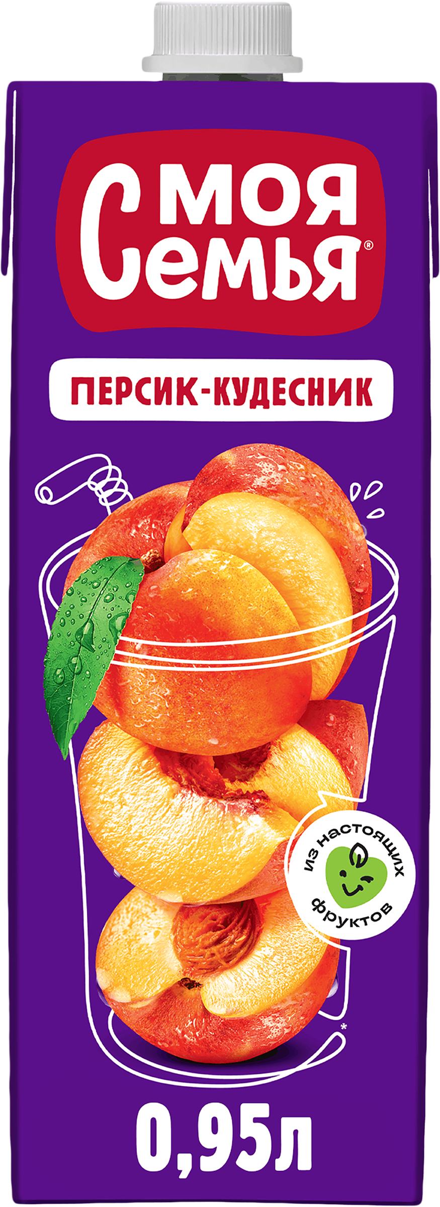 Изображение товара Напиток сокосодержащий МОЯ СЕМЬЯ Персик-Кудесник 0.95л
