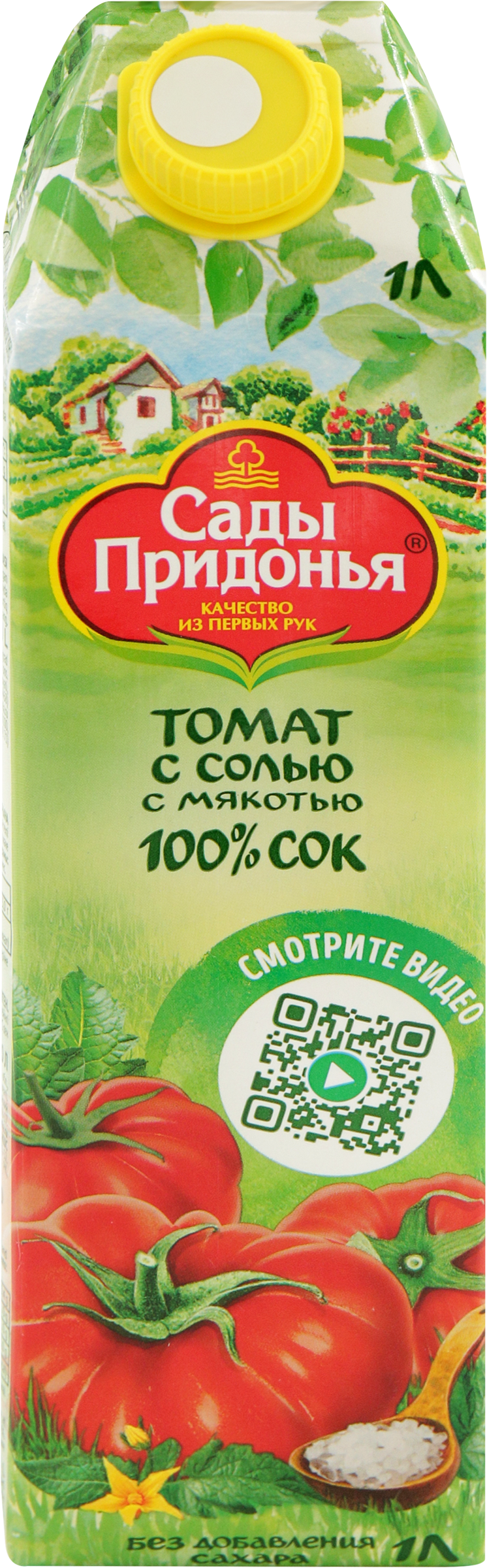 Изображение товара Сок САДЫ ПРИДОНЬЯ Томатный с солью, с мякотью восстановленный, 1л