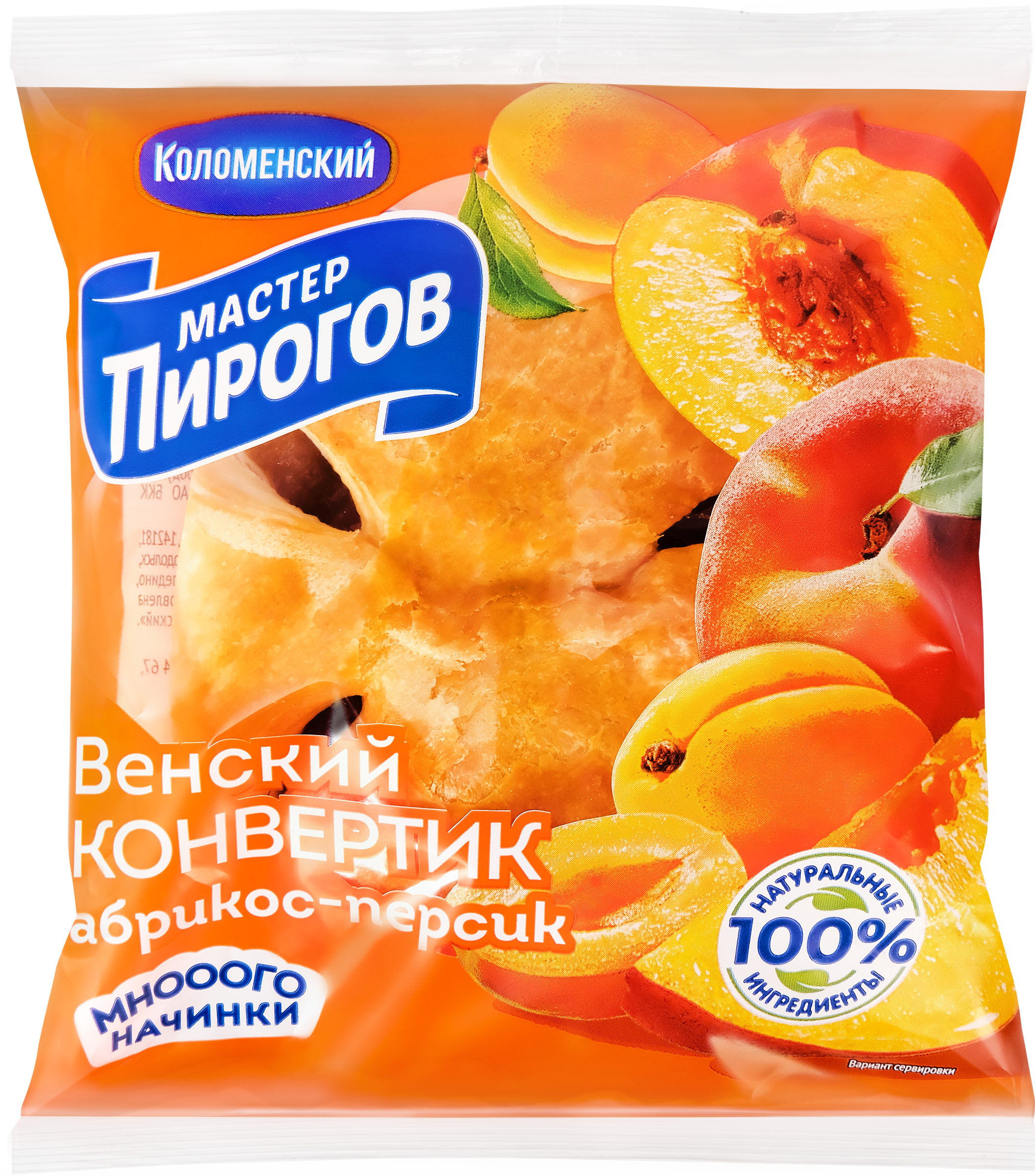 Изображение товара Конвертик слоеный МАСТЕР ПИРОГОВ Венский с абрикосово-персиковой начинкой, 70г