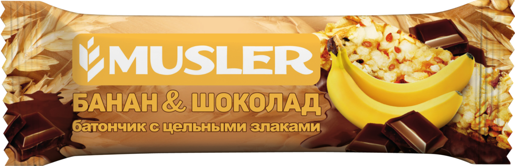 Изображение товара Батончик мюсли MUSLER Банан в темной глазури, 30г