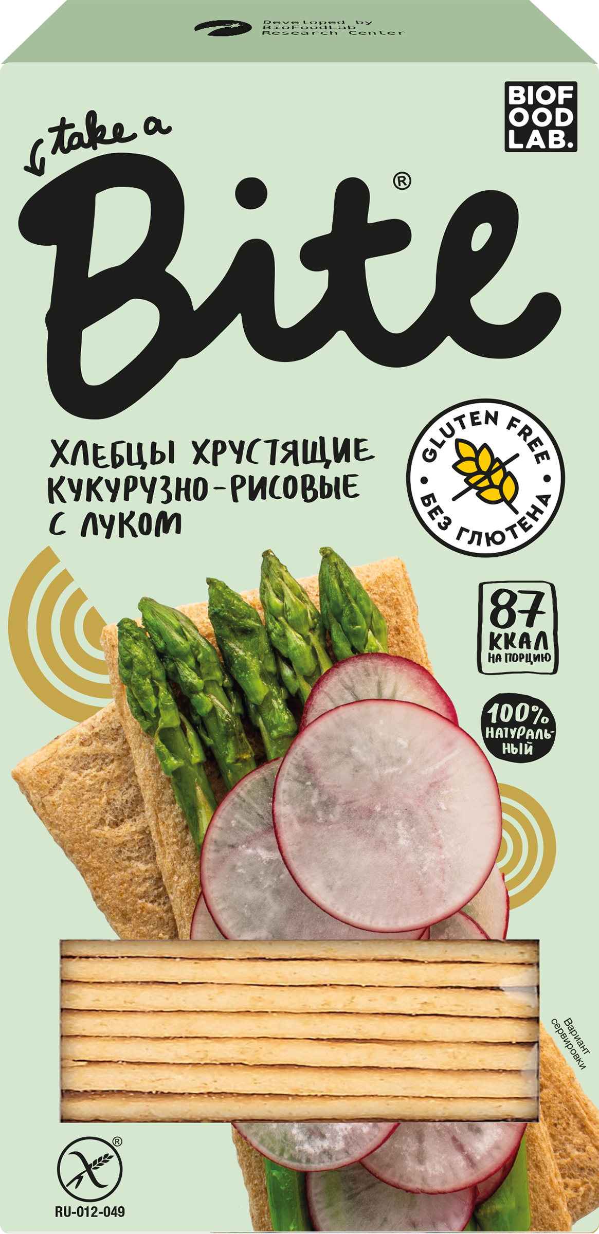 Изображение товара Хлебцы кукурузно-рисовые безглютеновые TAKE A BITE с луком, 150г