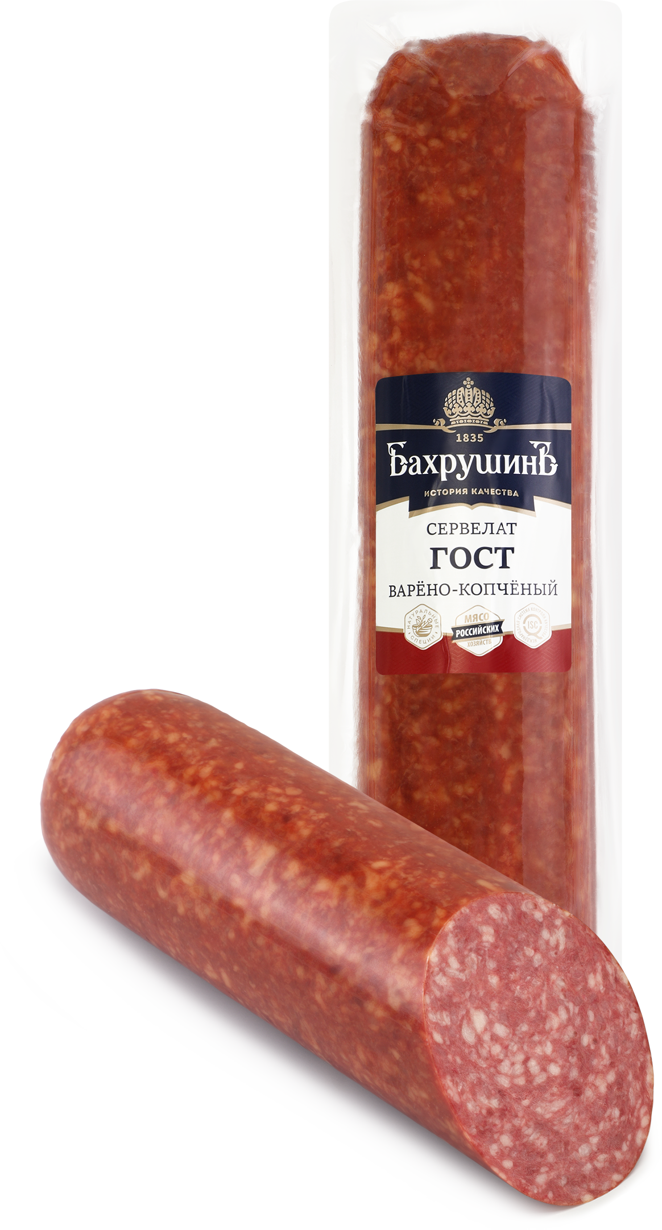 Изображение товара Колбаса копчено-вареная БАХРУШИНЪ Сервелат ГОСТ высший сорт  Весовая