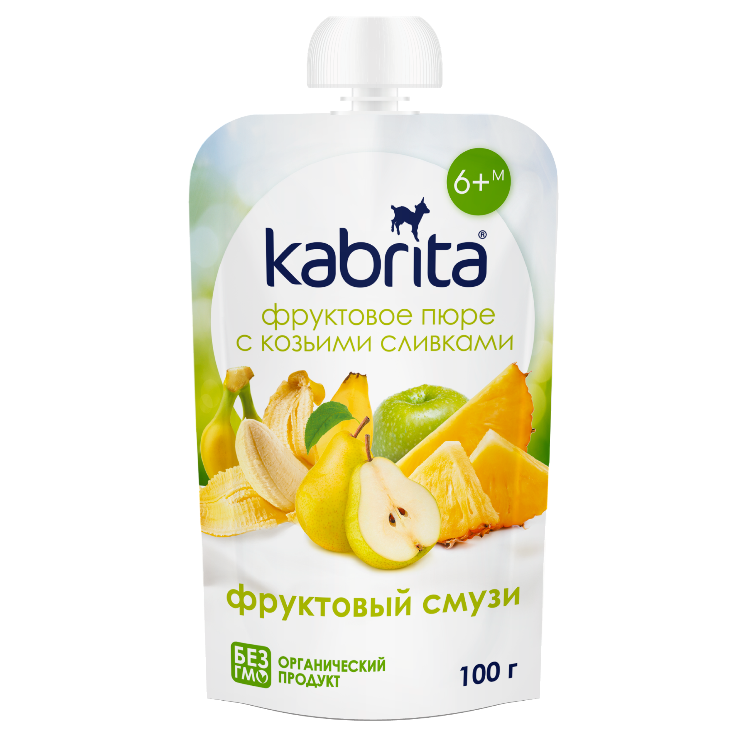 Изображение товара Пюре фруктовое KABRITA Фруктовый смузи с козьими сливками, с 6 месяцев, 100г