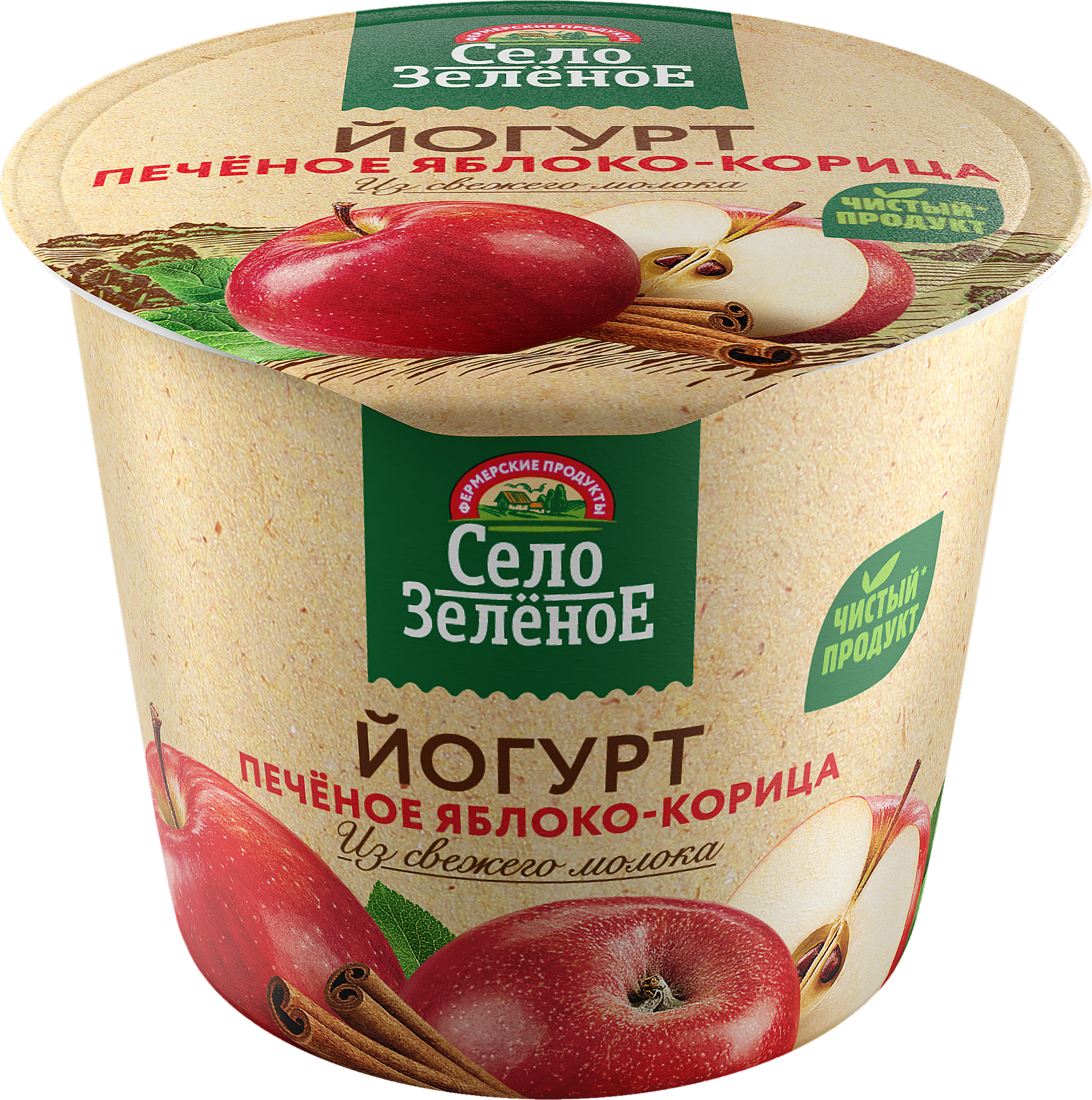 Изображение товара Йогурт СЕЛО ЗЕЛЕНОЕ Печеное яблоко, корица 3,5%, без змж, 120г