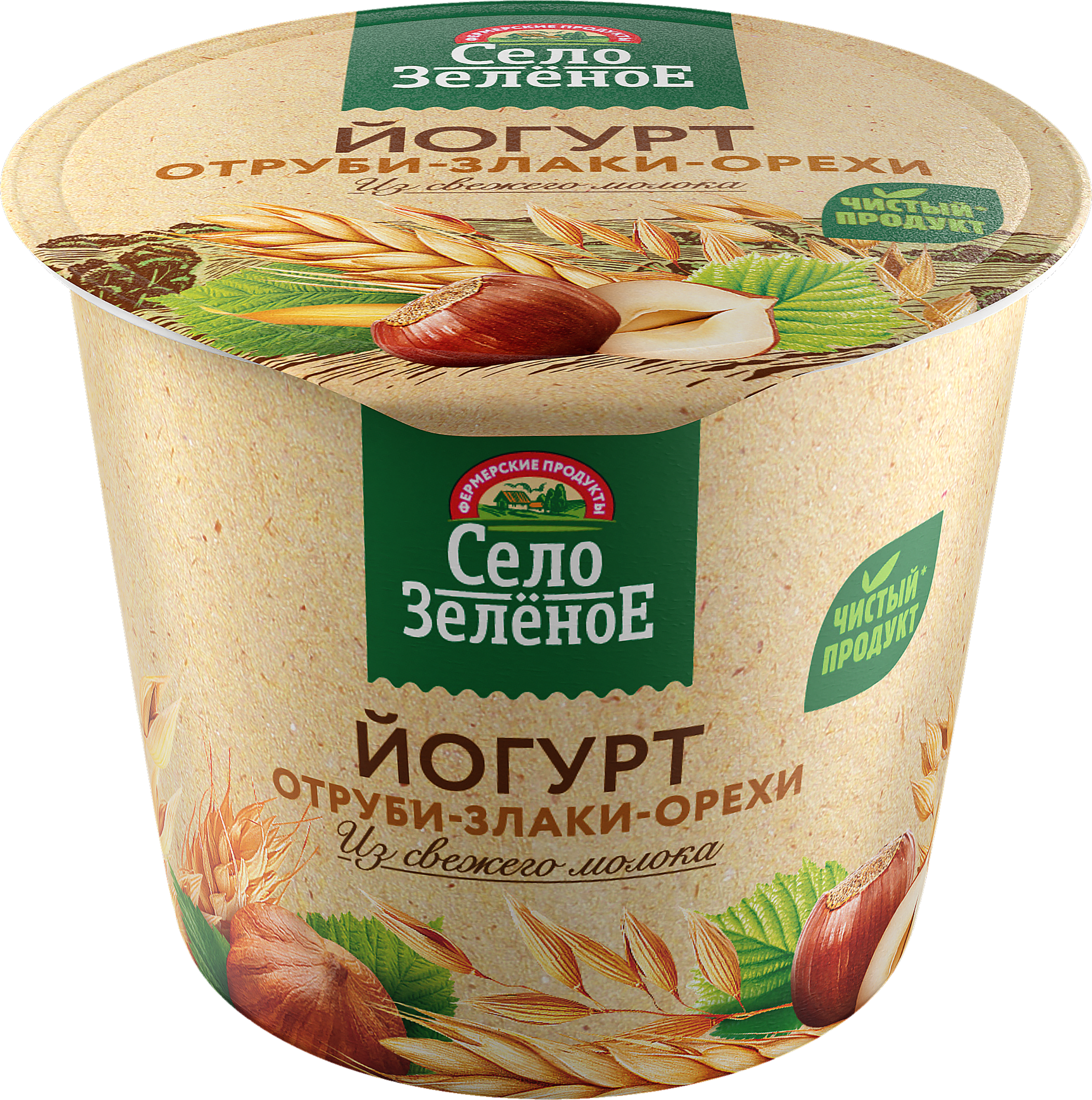Изображение товара Йогурт СЕЛО ЗЕЛЕНОЕ с отрубями, злаками и орехами 120г 3,5%