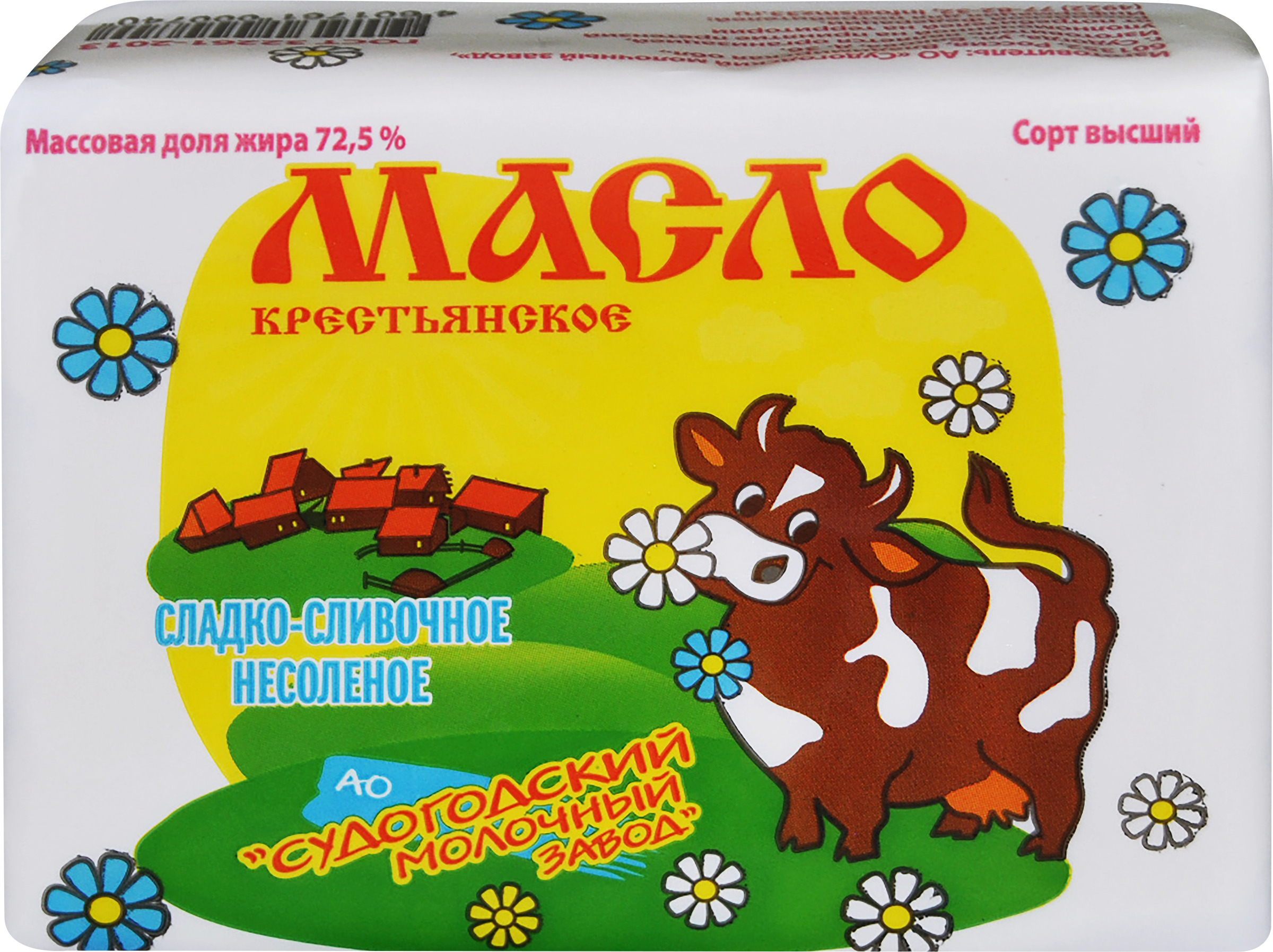 Изображение товара Масло сливочное МЗ СУДОГОДСКИЙ Крестьянское 72,5%, без змж, 200г