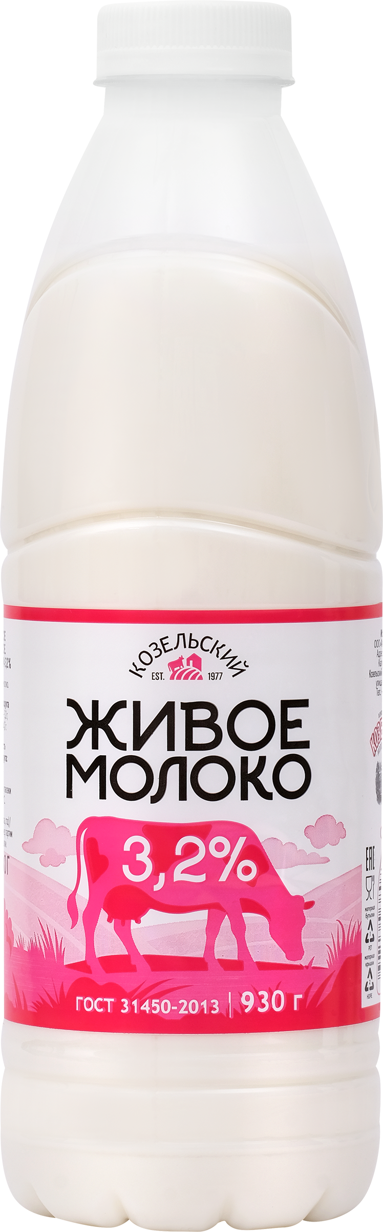 Изображение товара Пастеризованное молоко КОЗЕЛЬСКОЕ МОЛОКО 3,2% 930г Россия