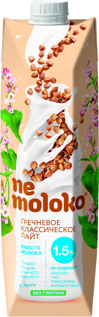 Изображение товара Напиток гречневый NEMOLOKO Лайт Классический, обогащенный кальцием и витамином В2, 1000мл