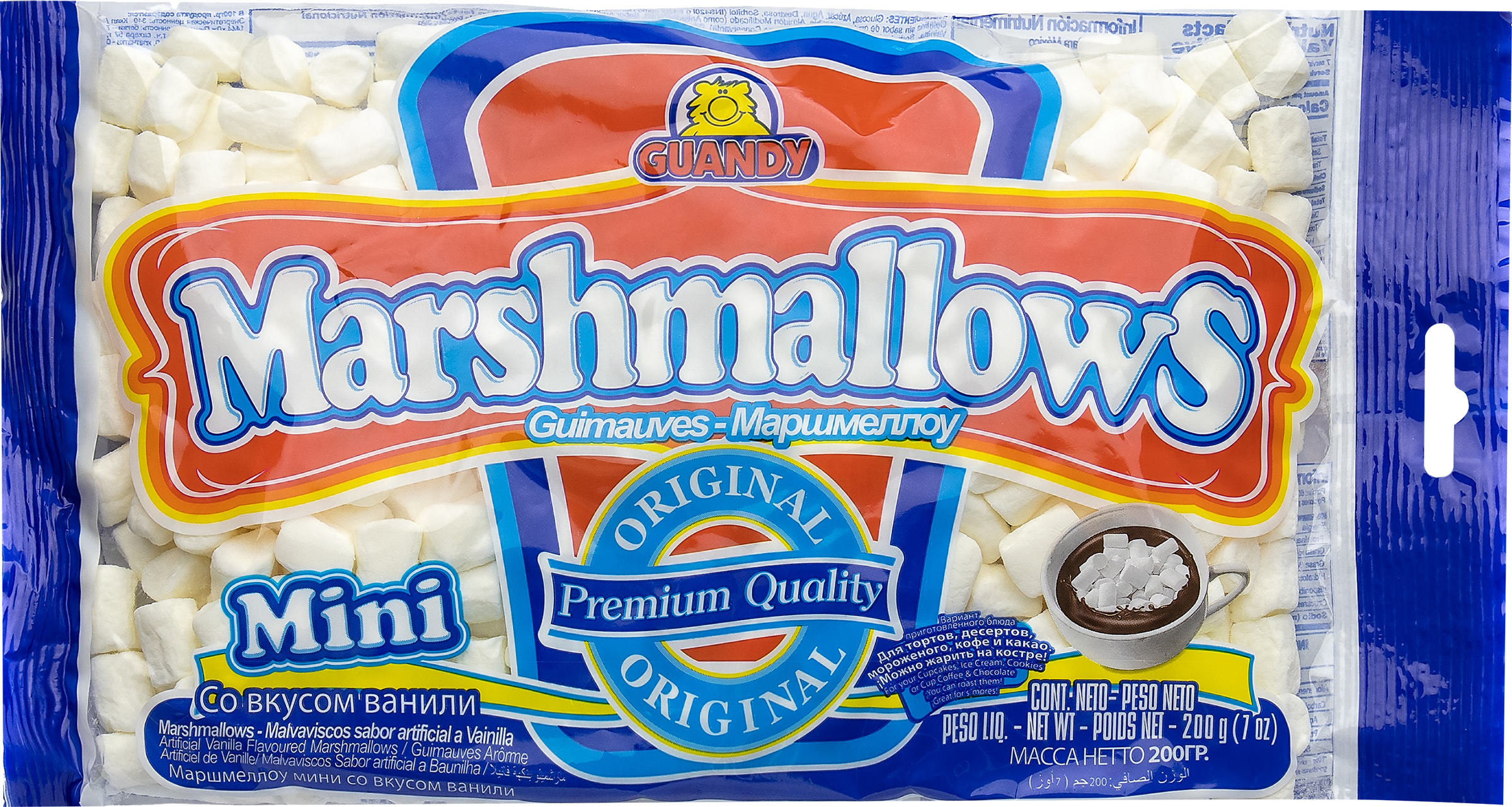 Изображение товара Маршмеллоу GUANDY Мини со вкусом ванили, белый, 200г