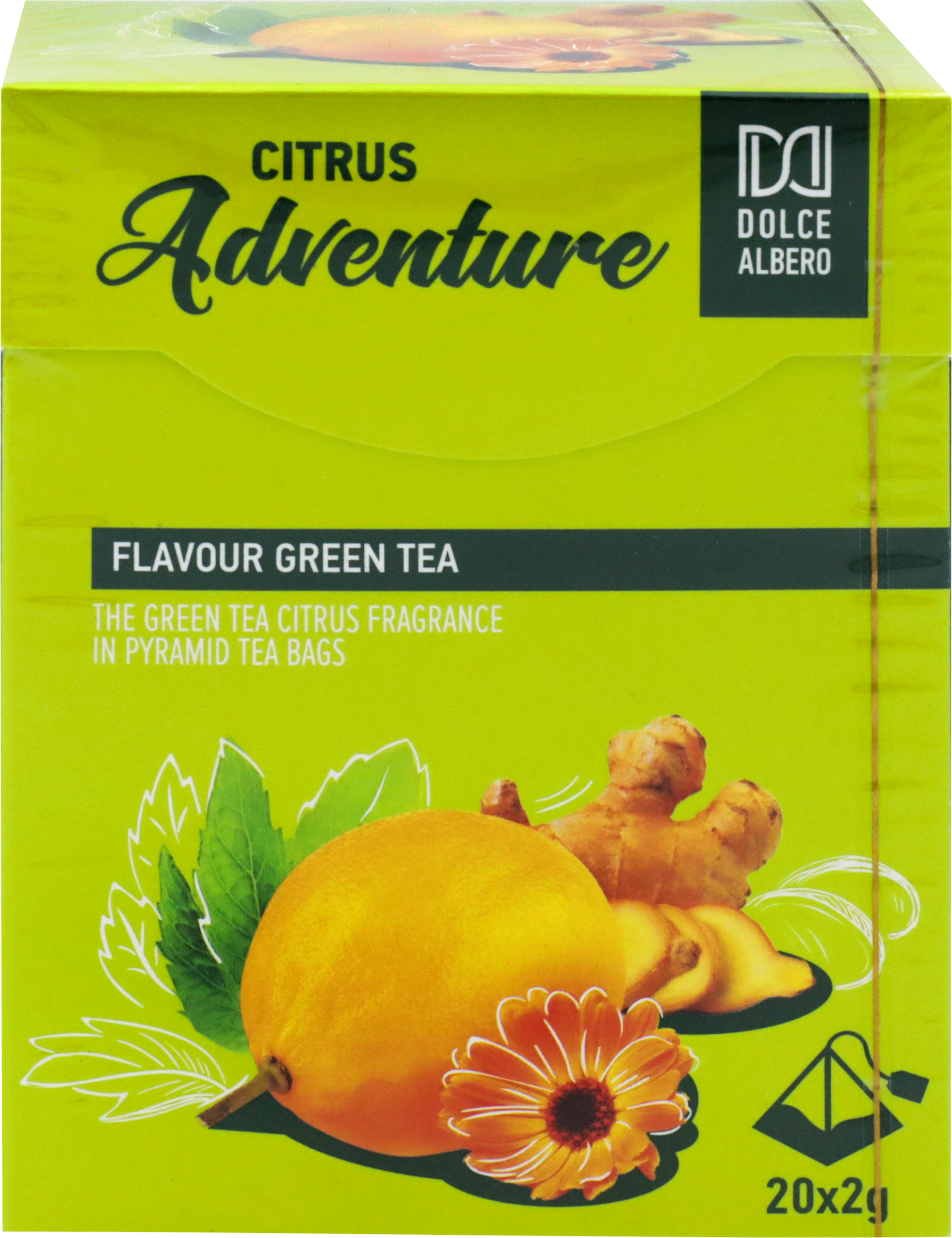 Изображение товара Зеленый чай DOLCE ALBERO Citrus Adventure 20 пакетиков, натуральный аромат