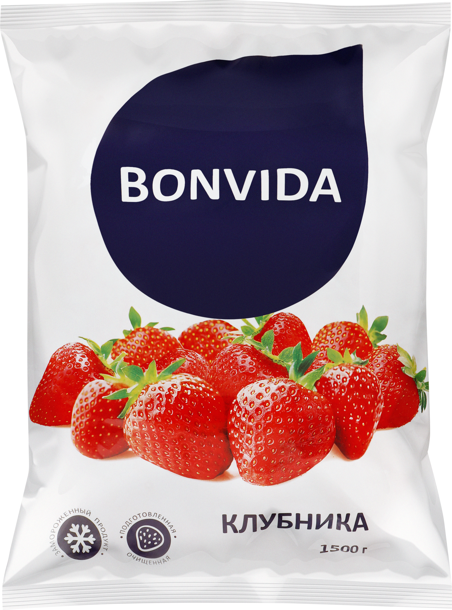 Изображение товара Клубника замороженная BONVIDA 1,5кг - полезные ягоды для desserts и выпечки