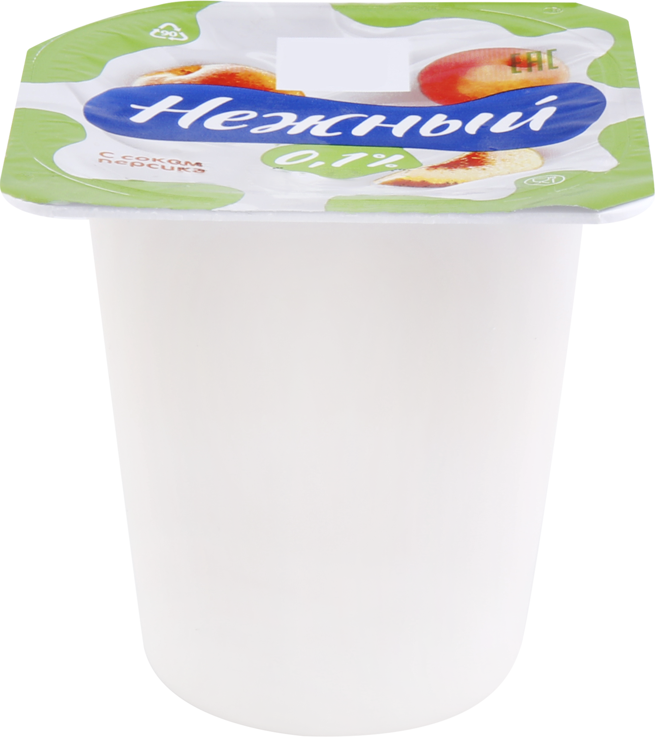 Изображение товара Продукт йогуртный НЕЖНЫЙ Легкий с соком персика 0,1%, без змж, 95г