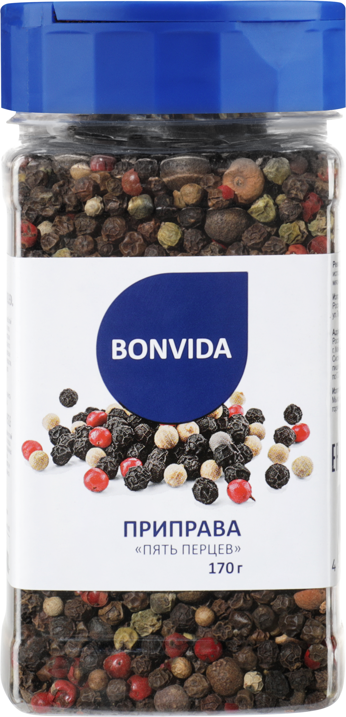 Изображение товара Приправа смесь Пять перцев BONVIDA 170г для ароматных блюд